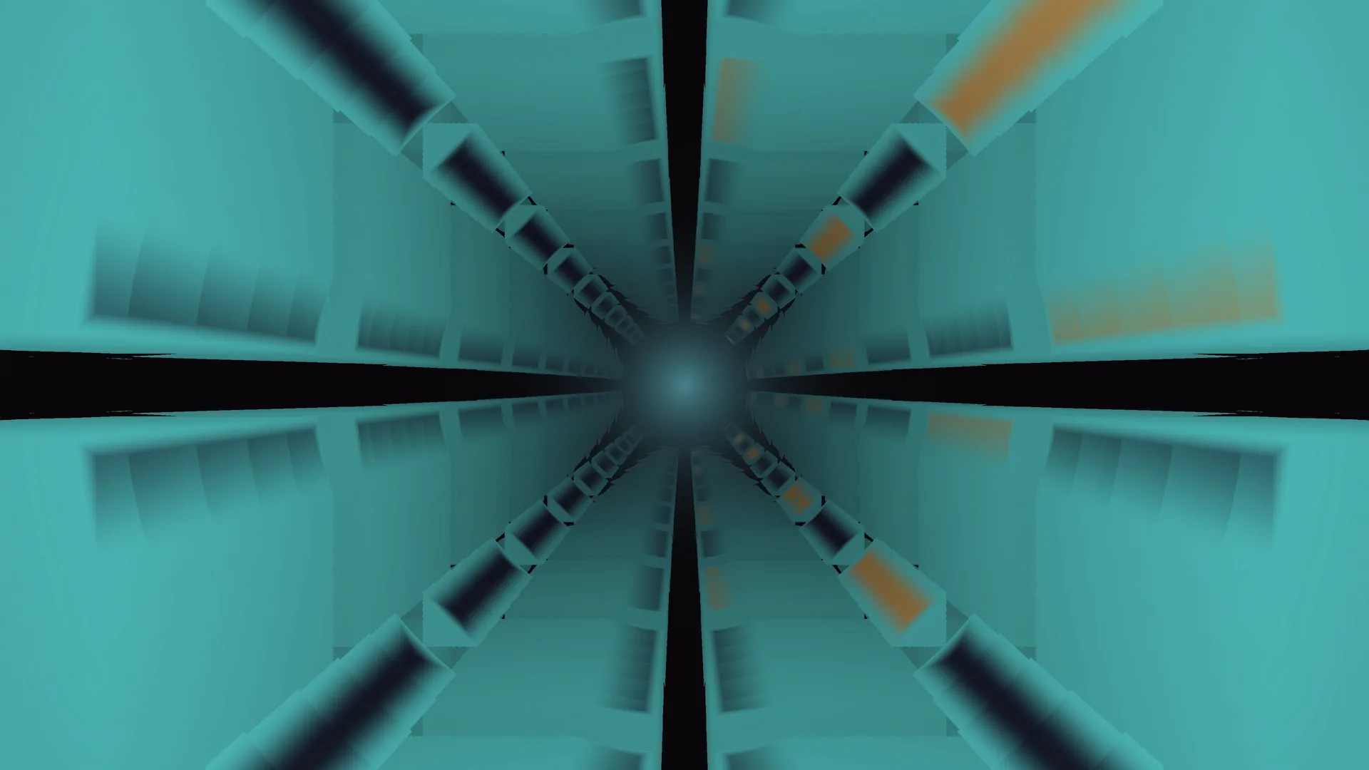 Cyan corridor with a dark central axis — cyan wallpaper at 3840x2160