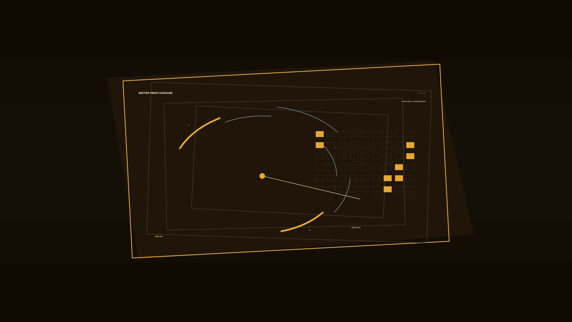 Amber Orbit Diagram on a Dark Field — geometric diagram wallpaper at 3840x2160