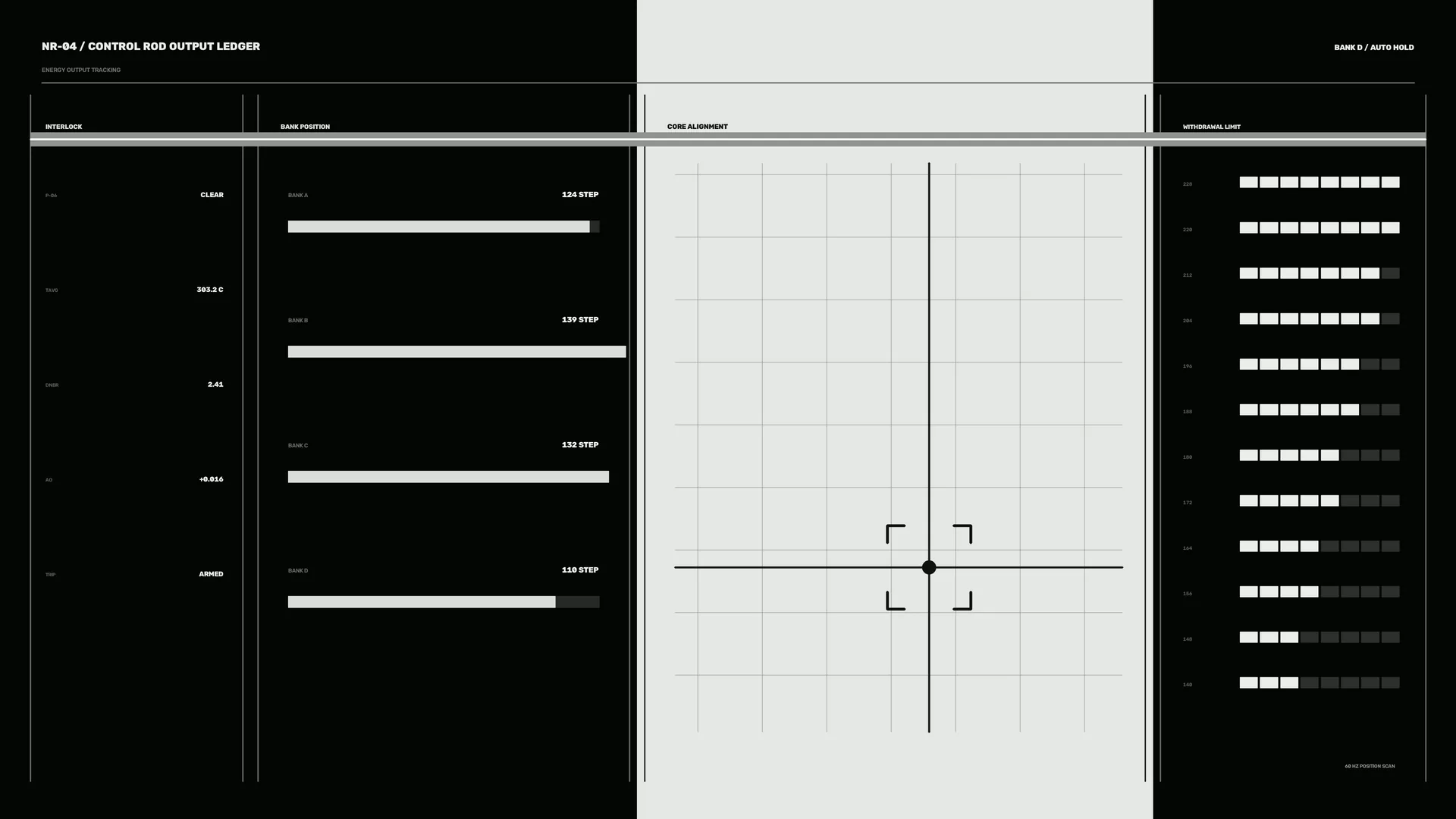 Monochrome Control Grid with Central Alignment — control interface wallpaper at 3840x2160