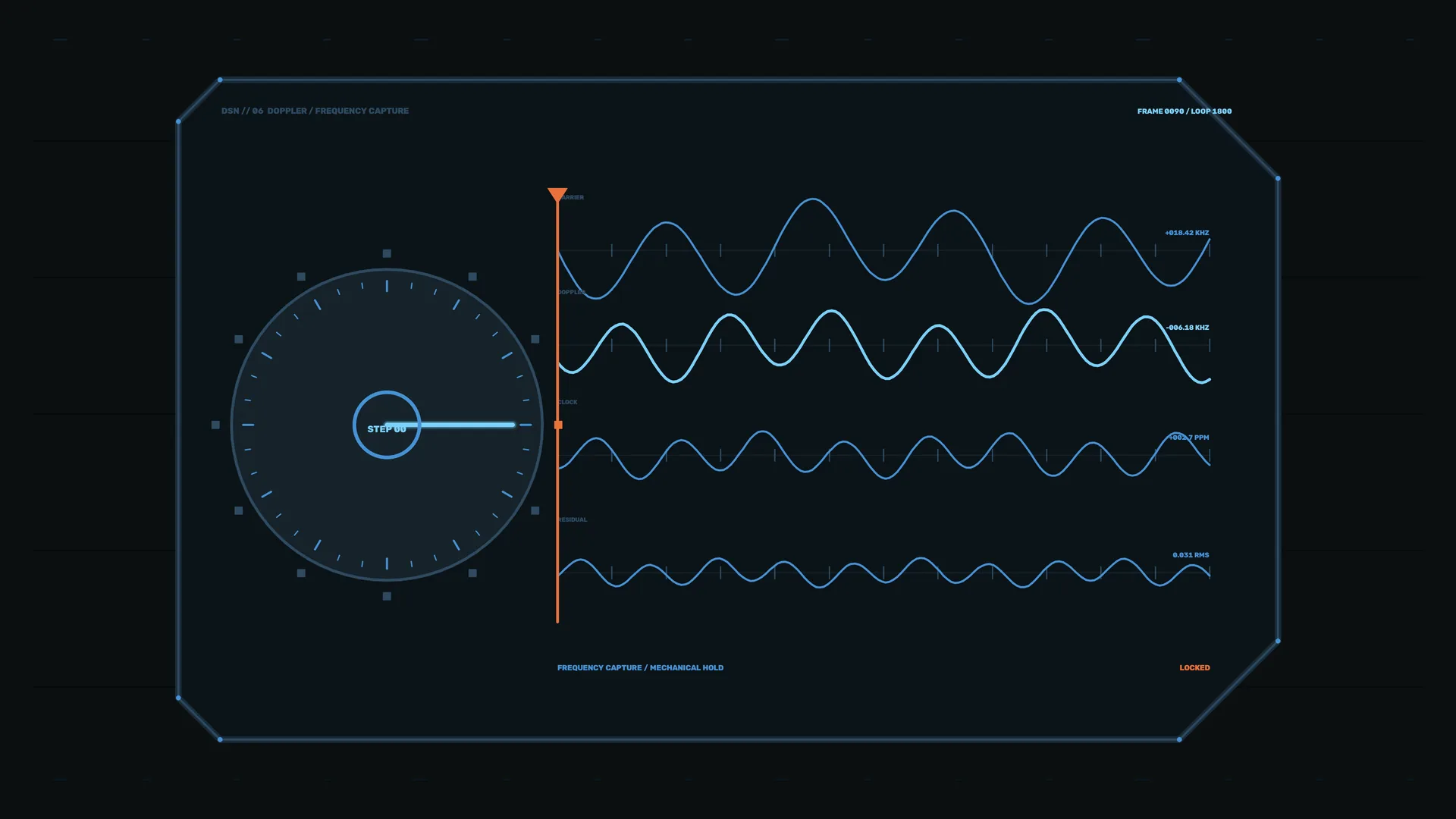 Blue Frequency Waves on a Dark Instrument Panel — waveform wallpaper at 3840x2160