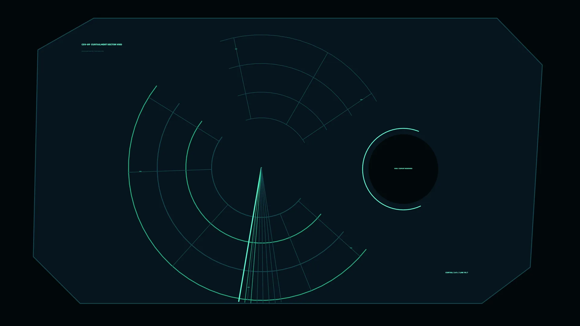 Neon radar geometry in deep blue space — radar wallpaper at 3840x2160