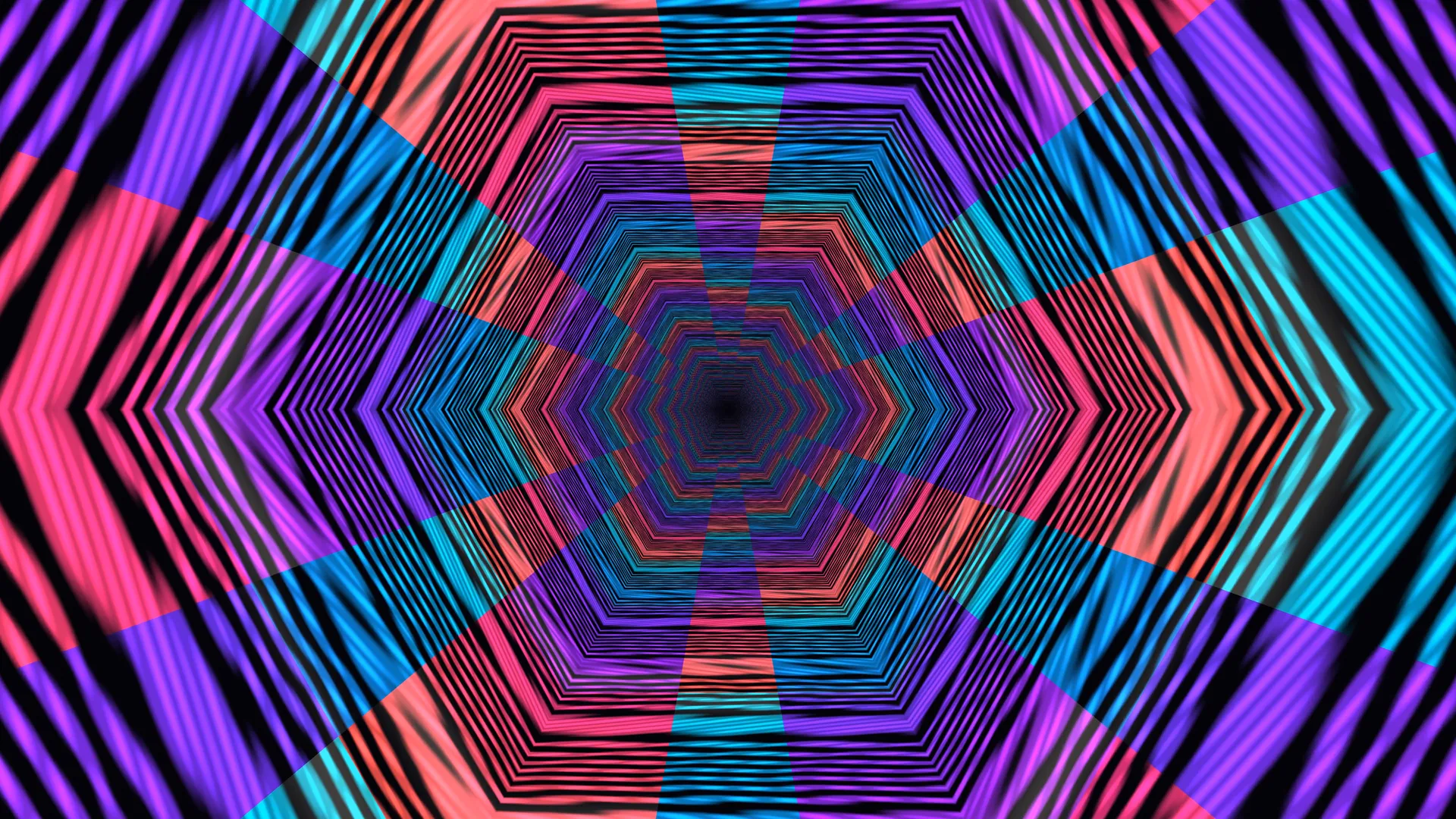 Neon hexagonal tunnel in layered geometric light — hexagonal tunnel wallpaper at 3840x2160