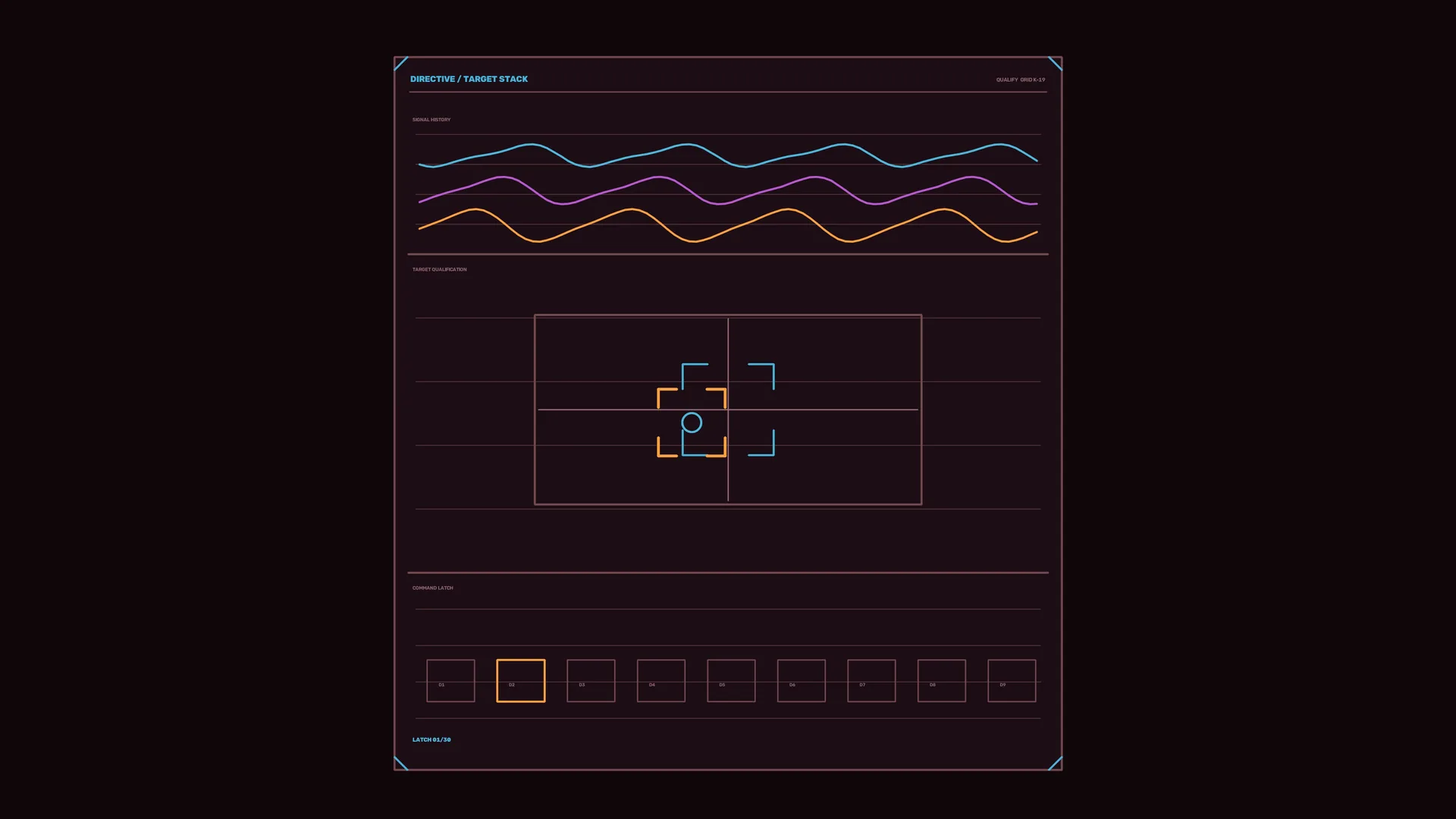 Signal target interface in neon linework — targeting interface wallpaper at 3840x2160