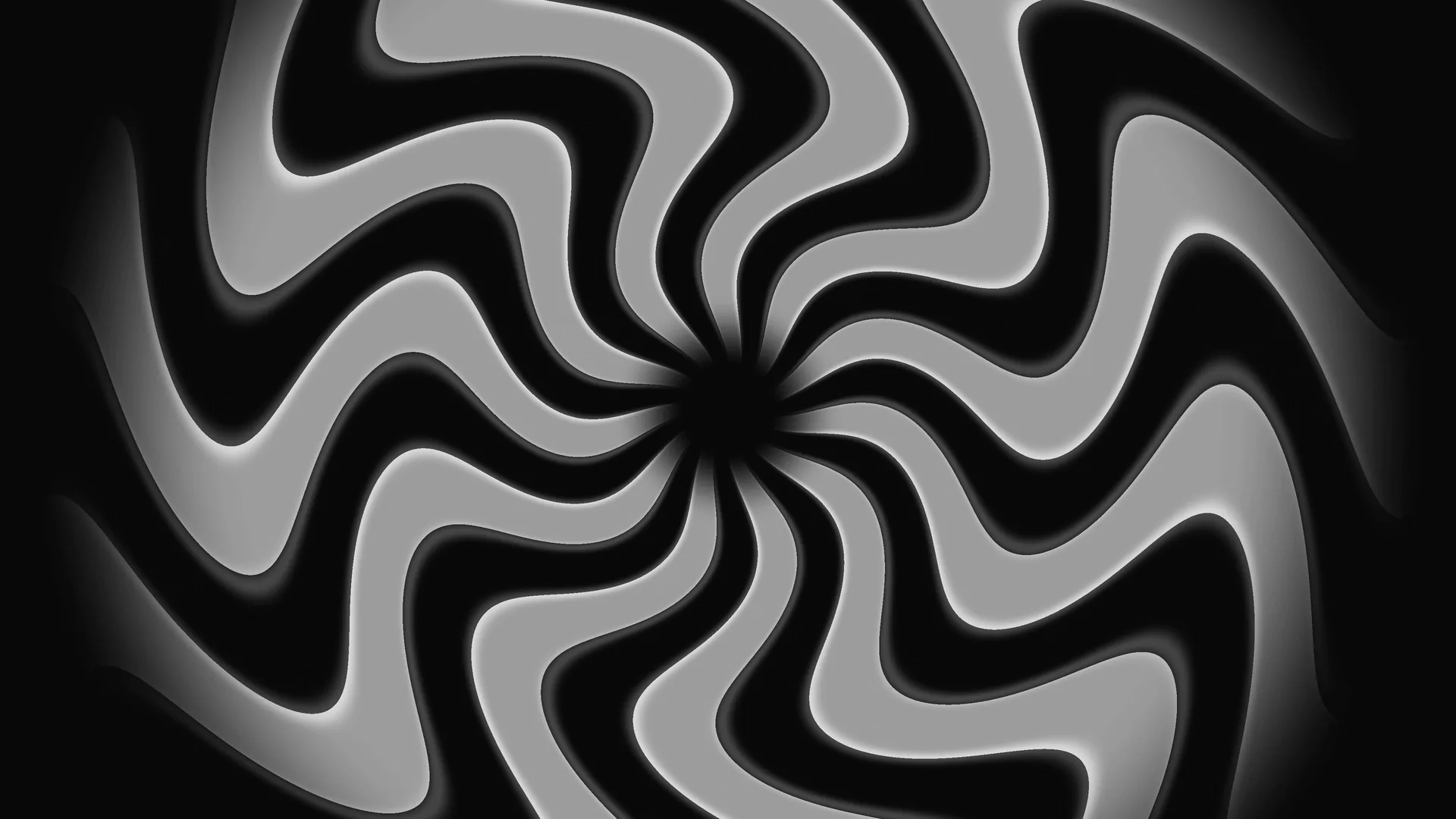 Monochrome spiral ribbons in radial motion — abstract wallpaper at 3840x2160