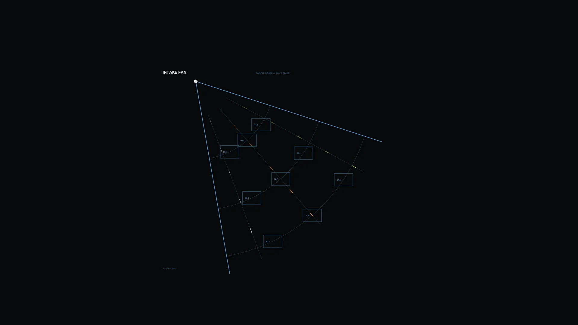 Intake fan schematic in blue linework — intake fan wallpaper at 3840x2160