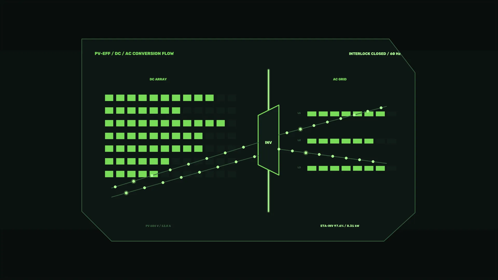 Neon solar power conversion diagram — solar power wallpaper at 3840x2160
