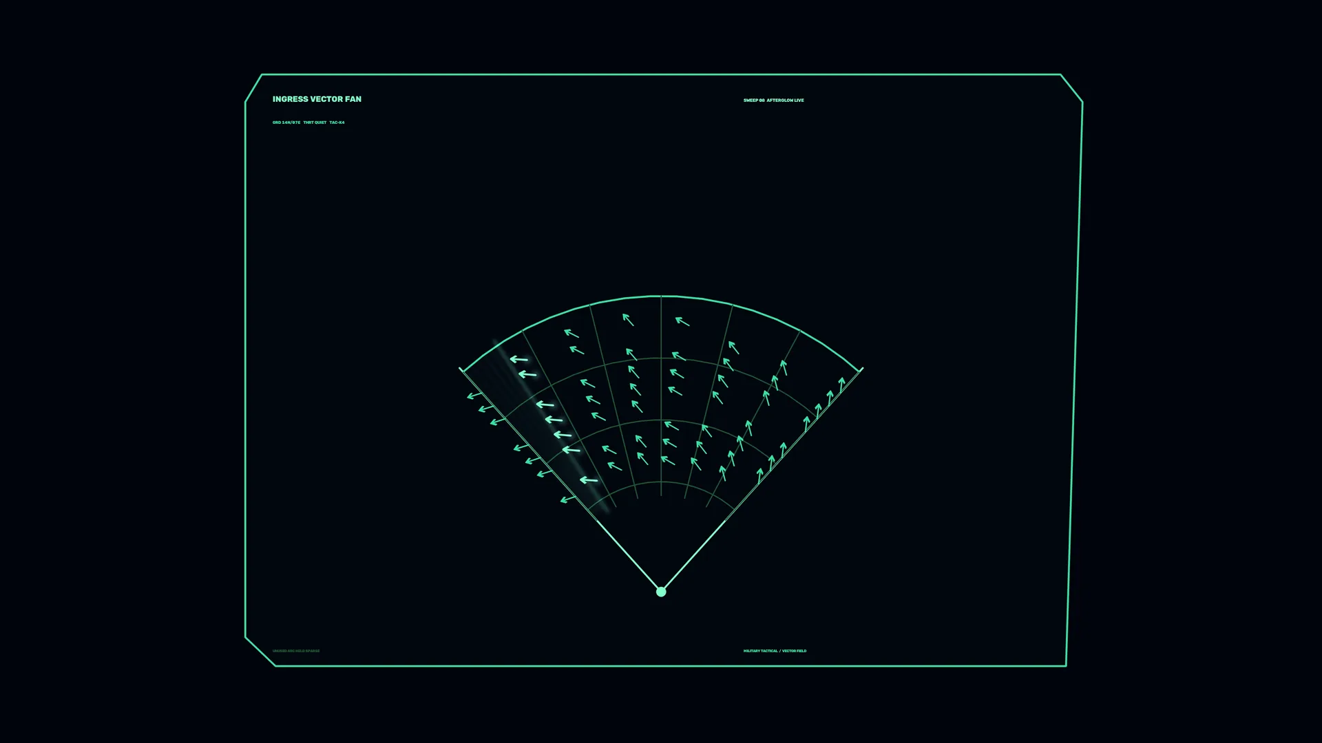 Neon Vector Fan in a Field of Negative Space — wireframe wallpaper at 3840x2160