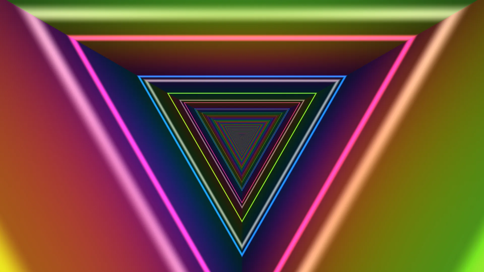 Neon triangle tunnel in layered colour — triangle tunnel wallpaper at 3840x2160