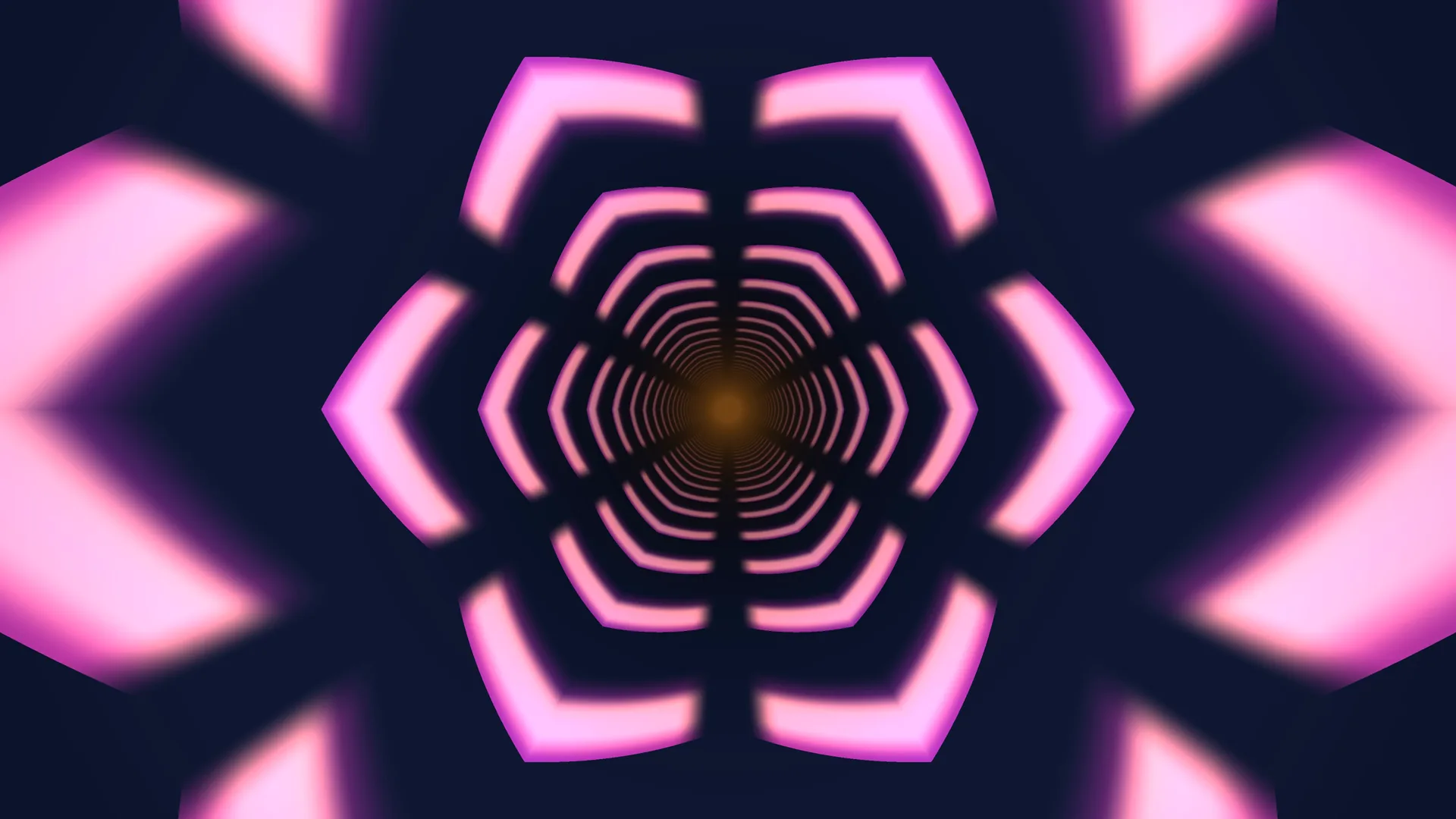 Pink Hexagonal Light Tunnel in Deep Blue — hexagonal tunnel wallpaper at 3840x2160
