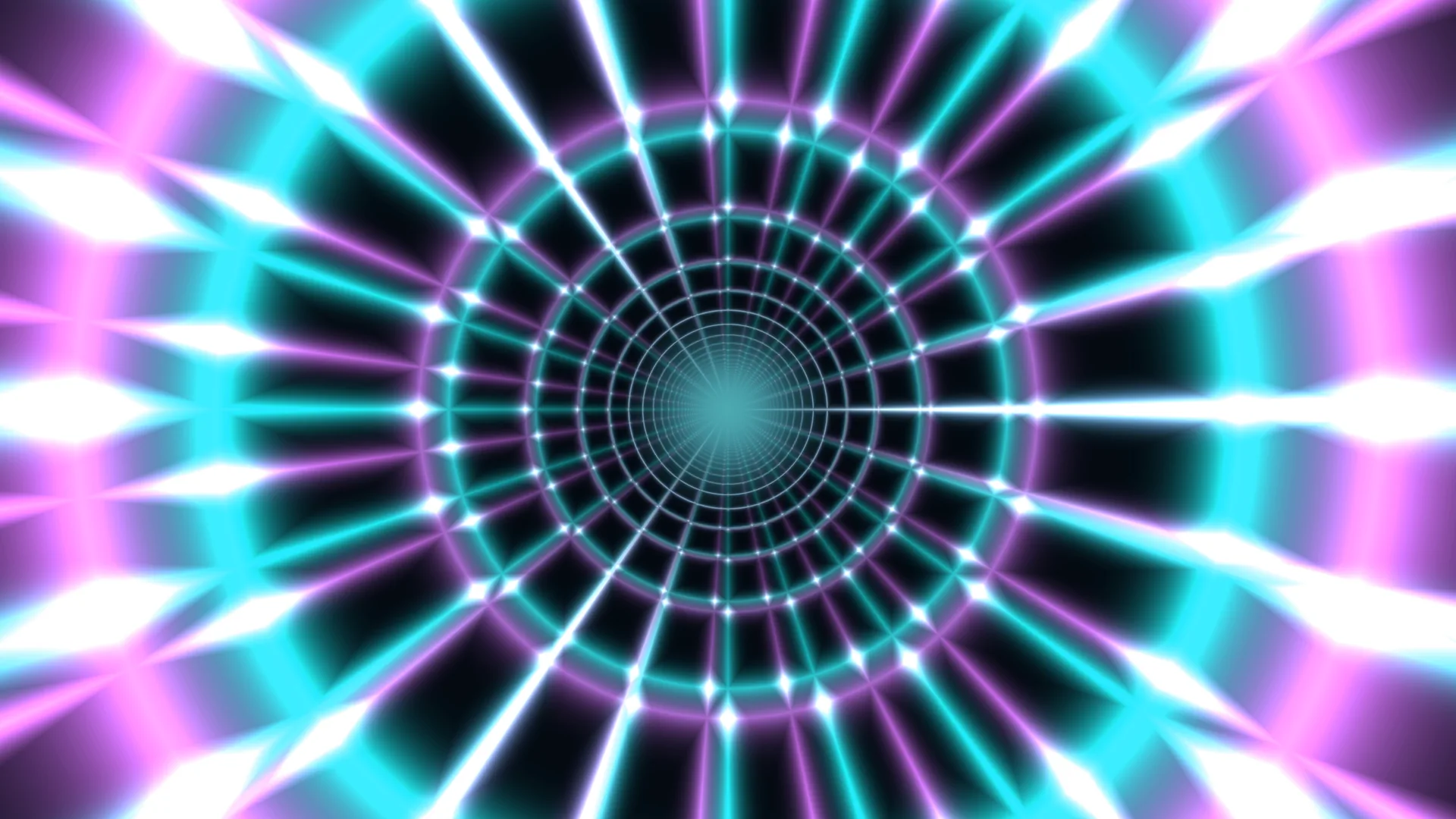 Neon radial tunnel of cyan and violet light — radial tunnel wallpaper at 3840x2160