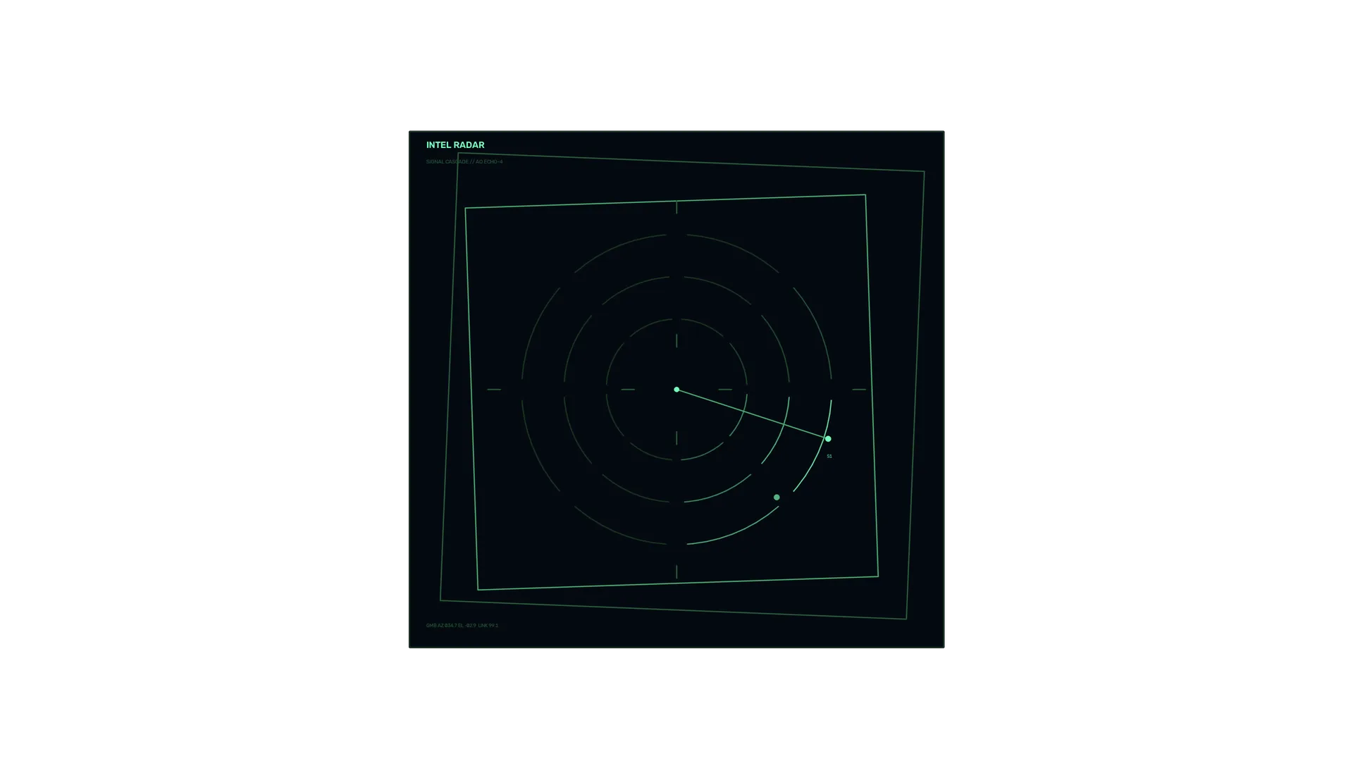 Green radar geometry in a field of midnight blue — radar wallpaper at 3840x2160