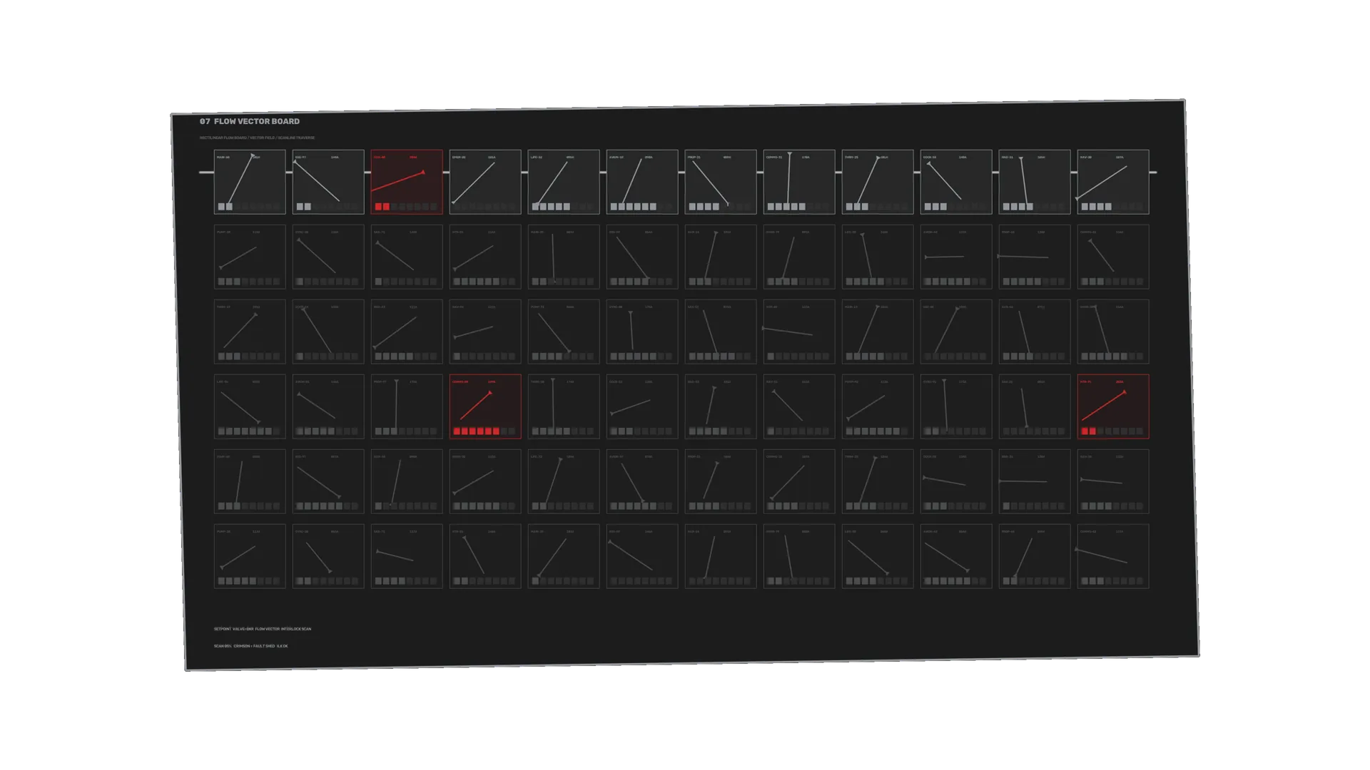 Dark flow vector board with red accents — flow vector wallpaper at 3840x2160
