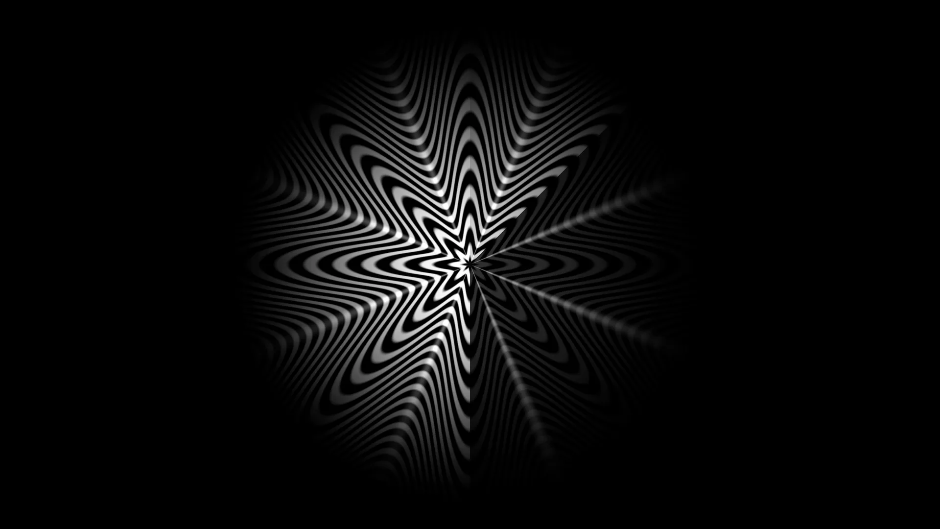 Monochrome radial wave pattern in black space — radial wave wallpaper at 3840x2160