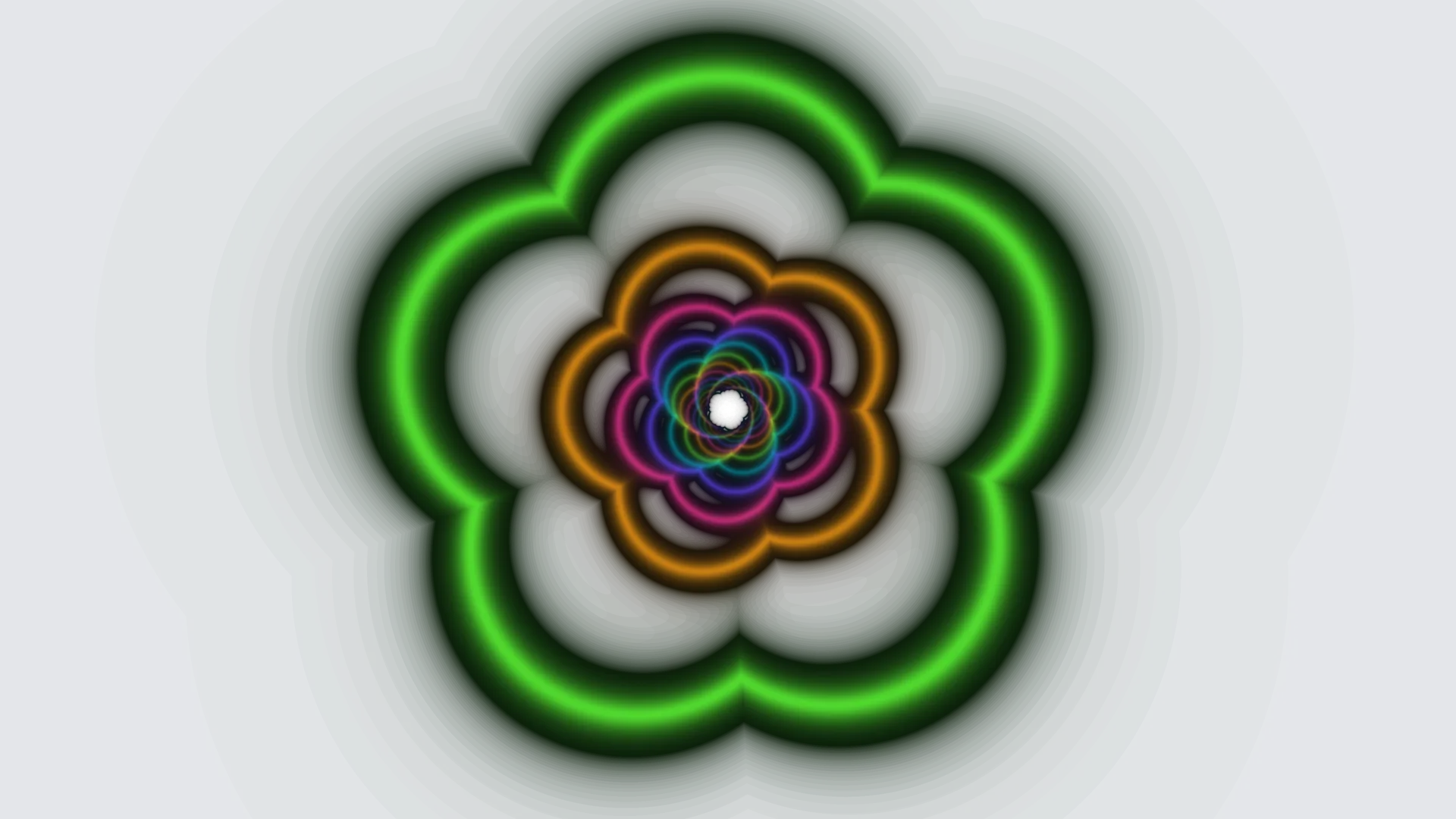 Neon flower rings in layered concentric form — neon flower wallpaper at 3840x2160