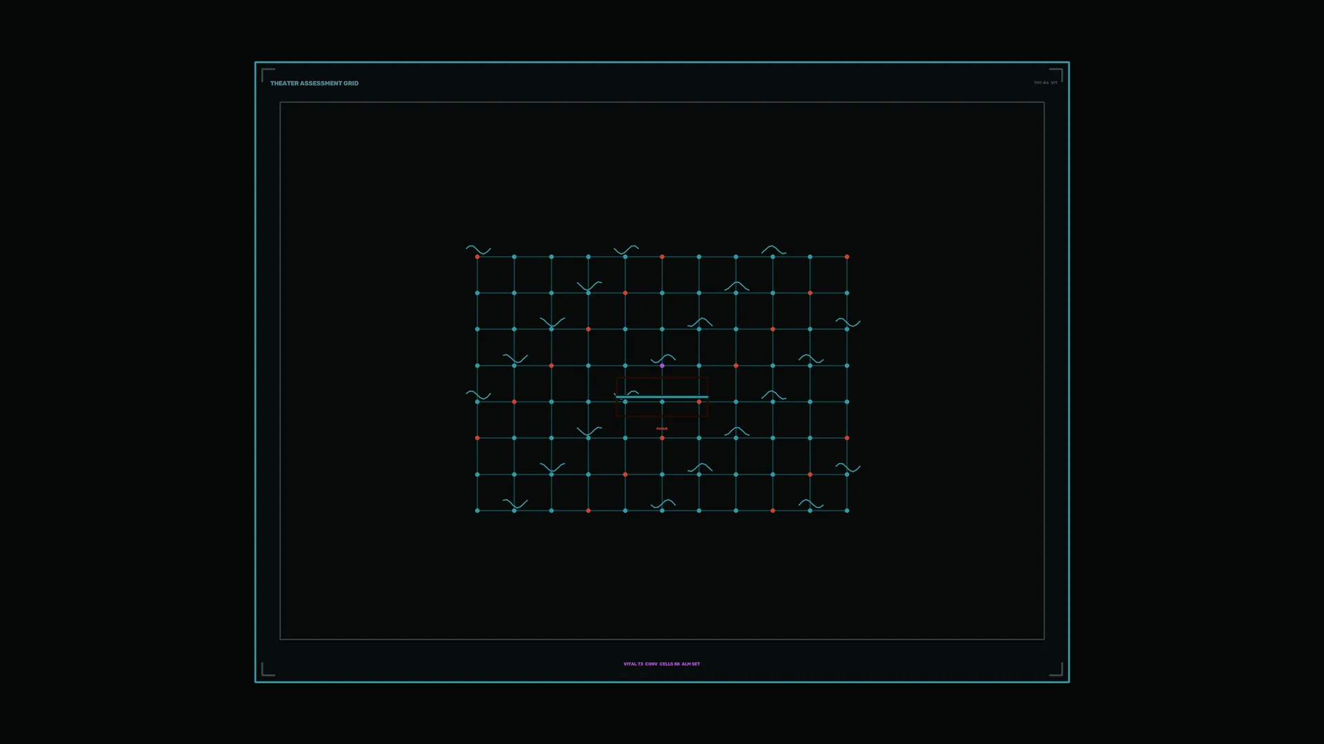 Cyan Grid with Red Nodes and Central Axis — cyan grid wallpaper at 3840x2160