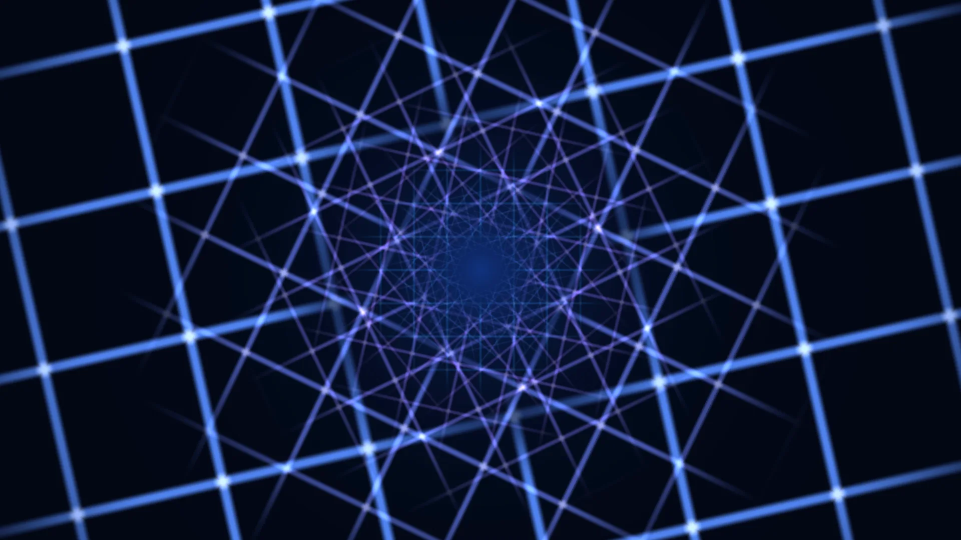 Blue lattice converging into a luminous centre — geometric lattice wallpaper at 3840x2160