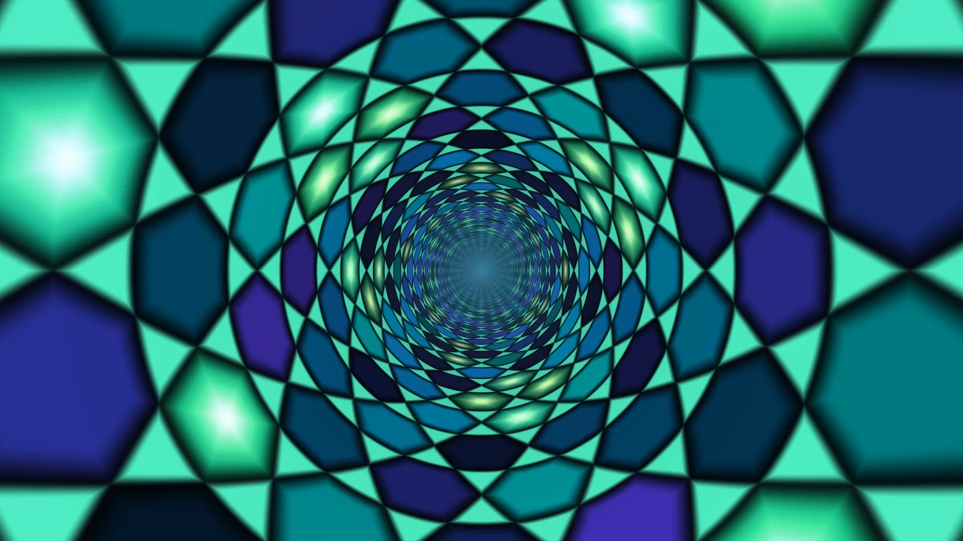 Turquoise geometric vortex with luminous facets — geometric vortex wallpaper at 3840x2160