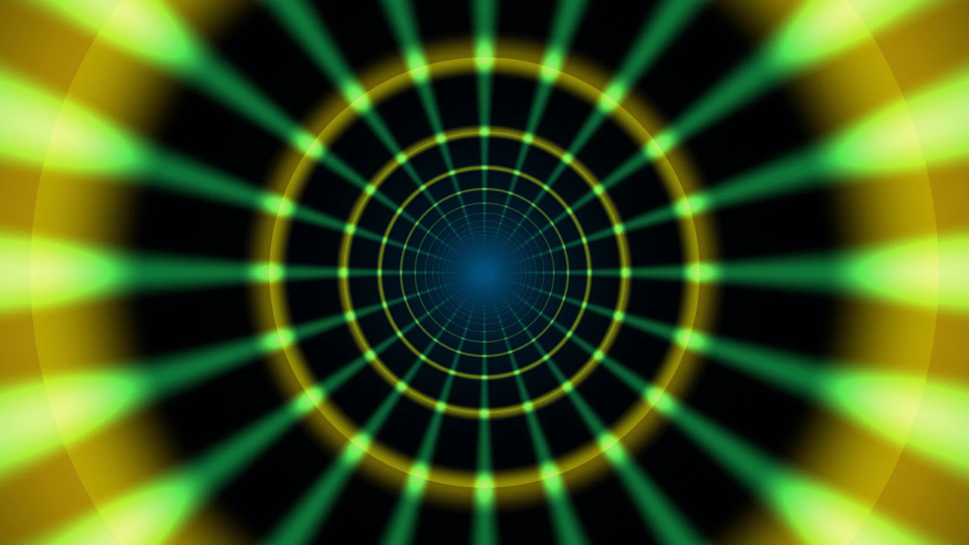 Concentric green rays around a blue center — radial wallpaper at 3840x2160