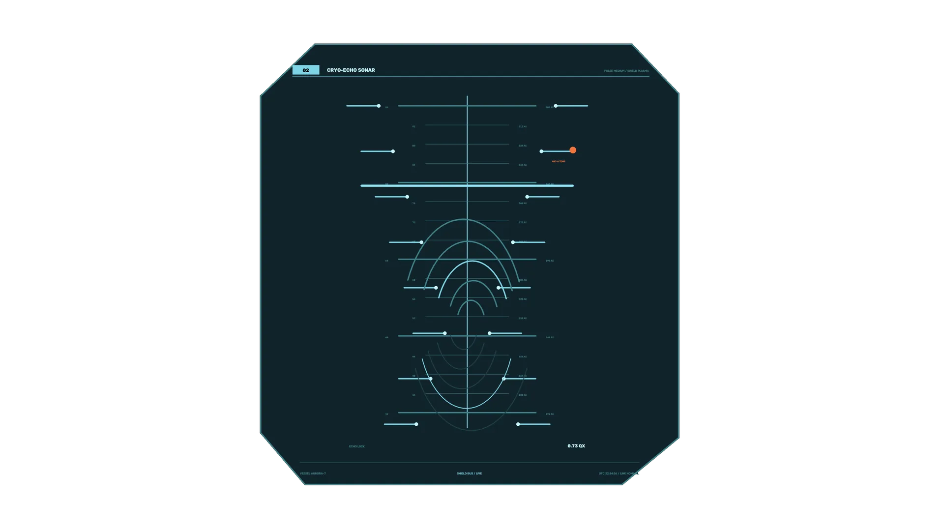 Cryo-echo sonar diagram in cyan and orange — sonar diagram wallpaper at 3840x2160