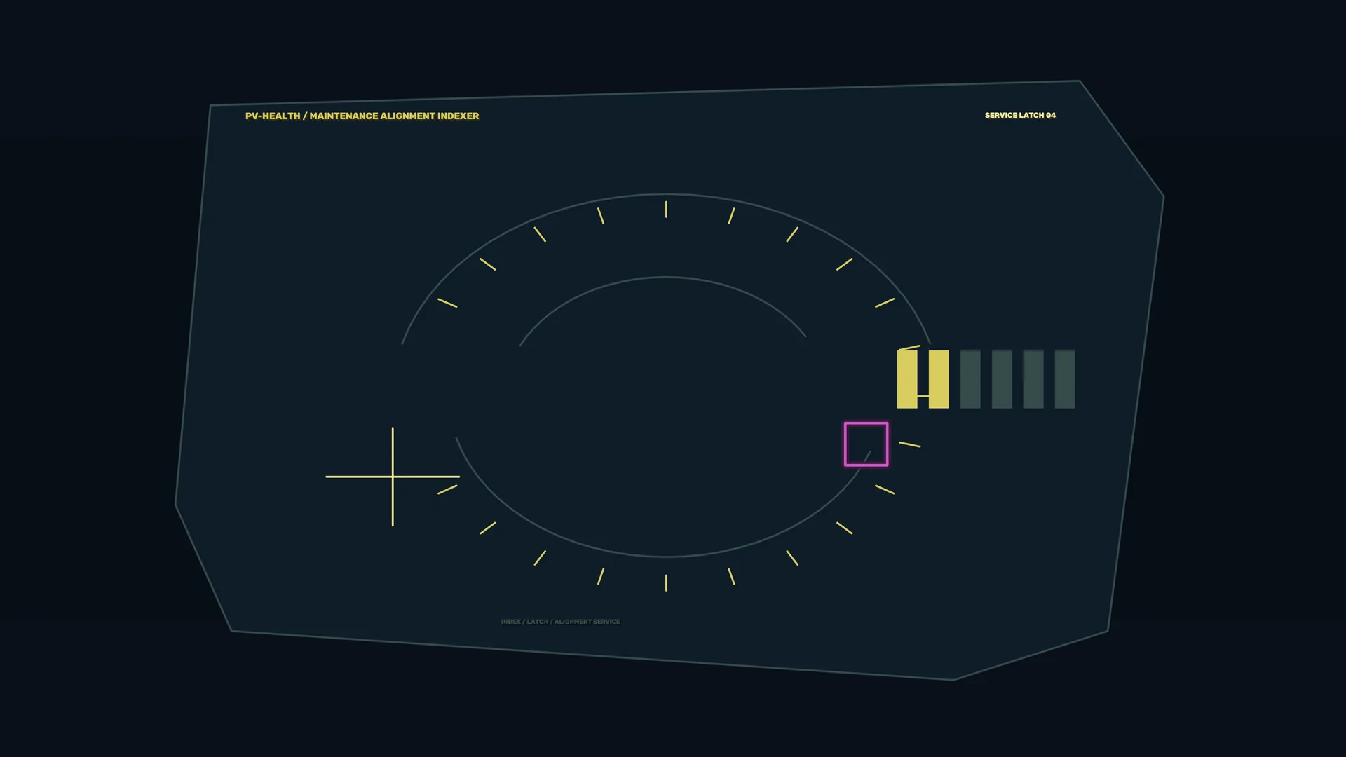 Dark technical alignment indexer with arc markings — technical interface wallpaper at 3840x2160