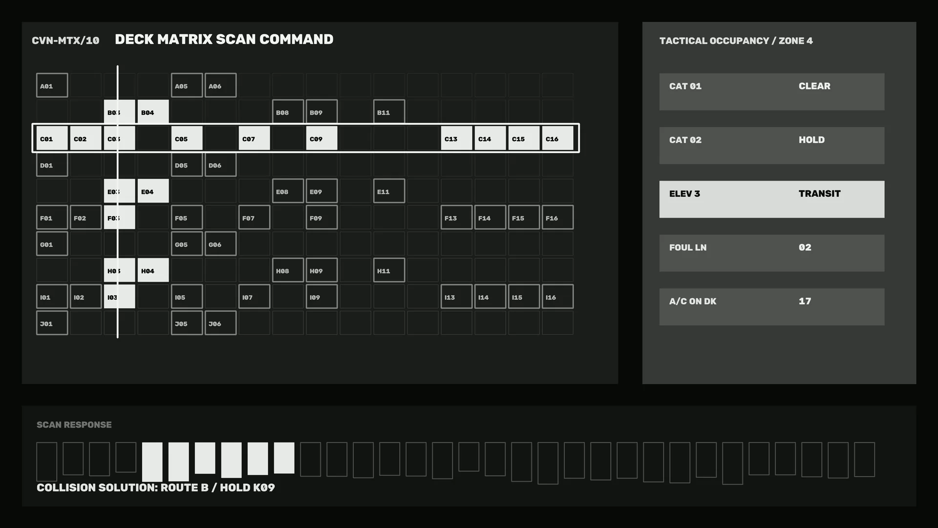 Monochrome tactical occupancy grid interface — tactical interface wallpaper at 3840x2160