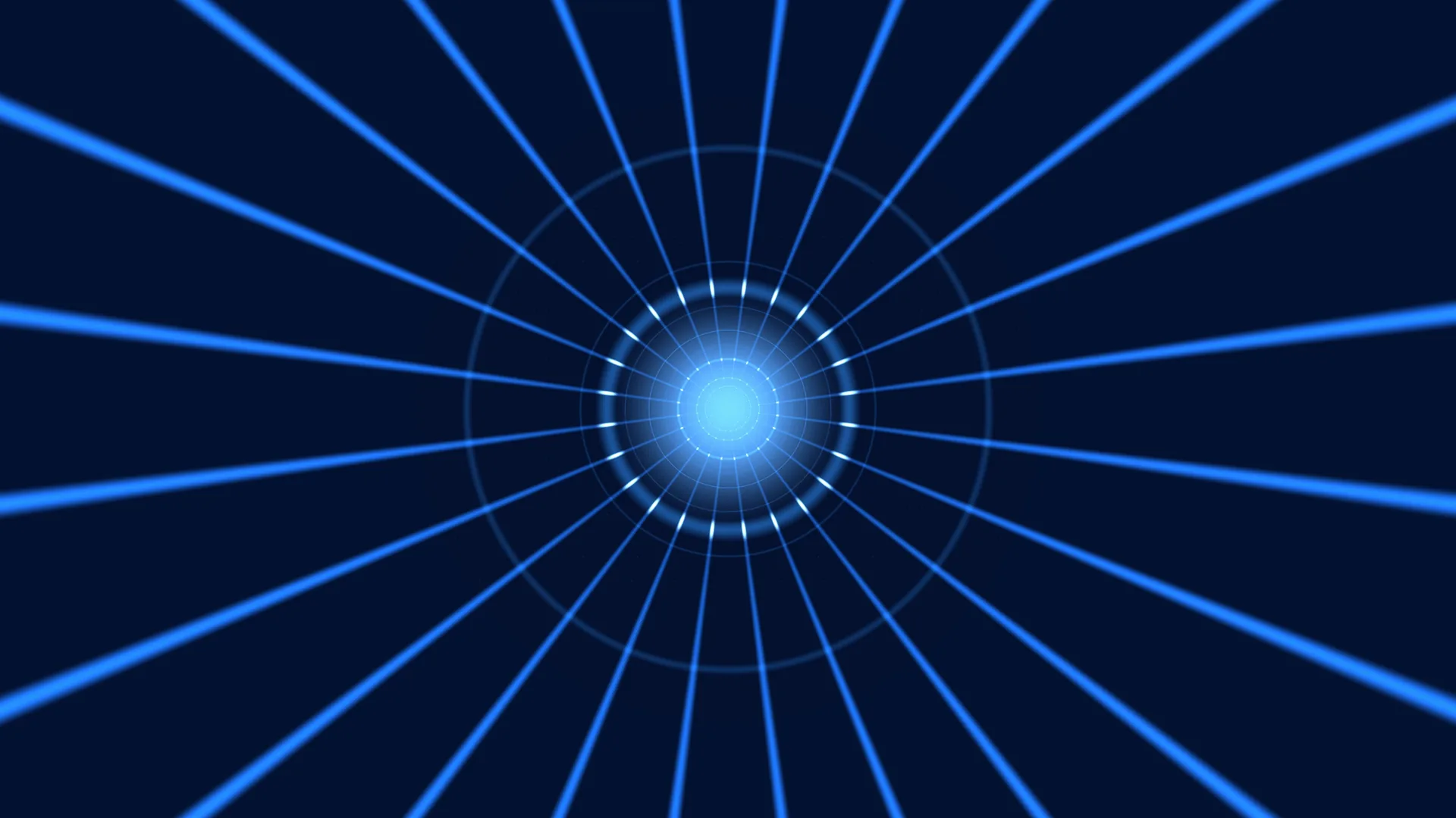 Blue radial light grid with luminous central core — blue wallpaper at 3840x2160