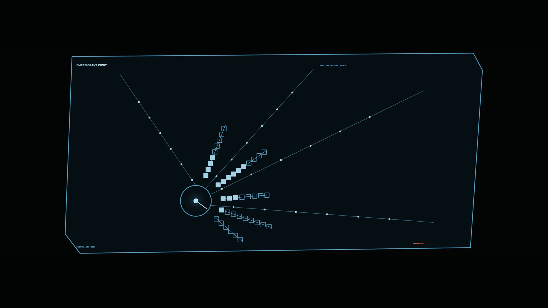 Orbital paths in a blue geometric field — orbital diagram wallpaper at 3840x2160