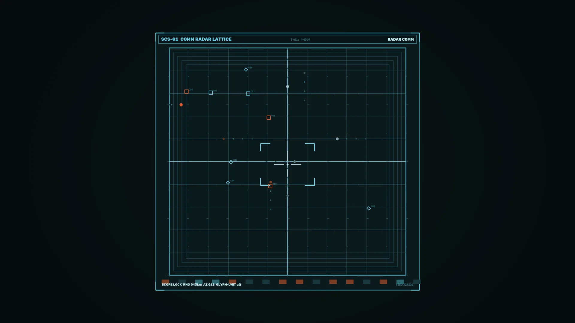 Cyan Radar Lattice on a Dark Field — radar wallpaper at 3840x2160
