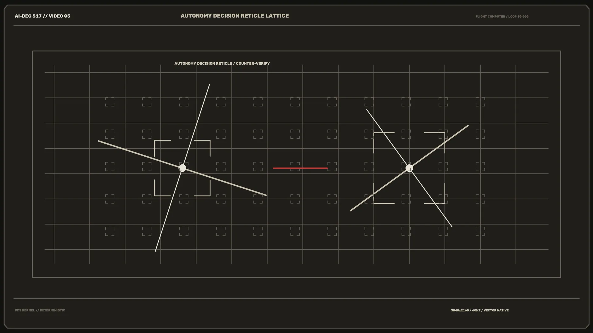 Autonomy reticle lattice in charcoal and ivory — reticle wallpaper at 3840x2160