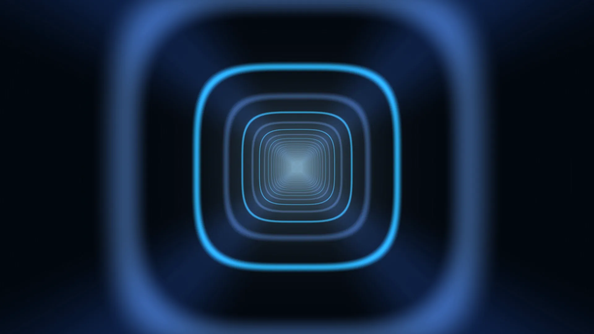 Blue neon tunnel of nested rounded squares — neon tunnel wallpaper at 3840x2160