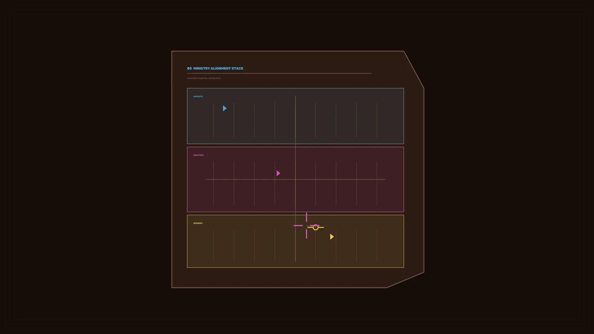 Alignment diagram with neon geometric markers — alignment diagram wallpaper at 3840x2160