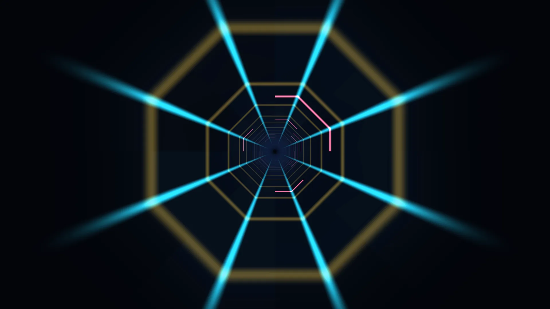 Cyan light corridor with geometric neon depth — neon corridor wallpaper at 3840x2160