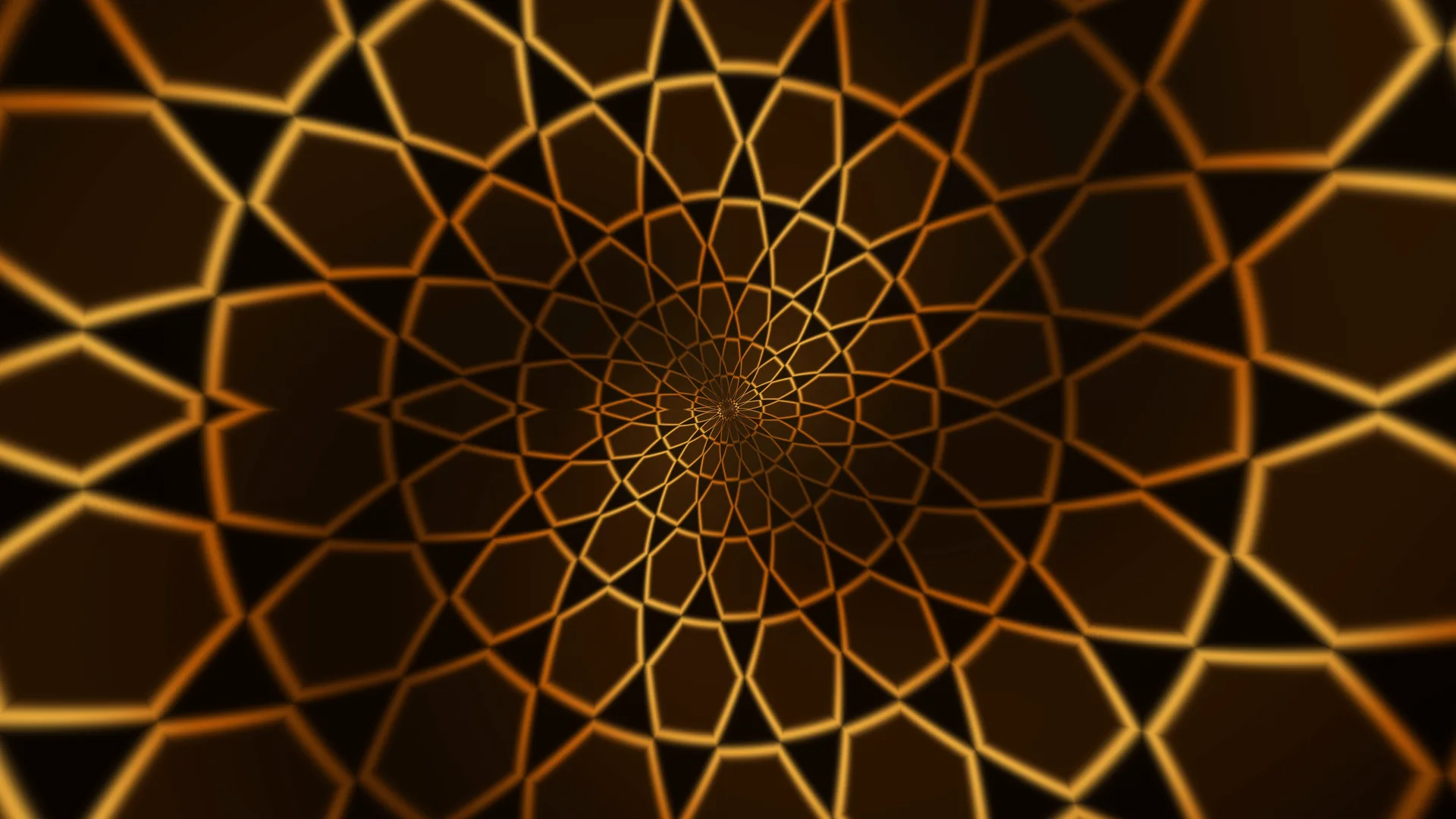 Amber Polygon Spiral on a Dark Ground — polygon spiral wallpaper at 3840x2160