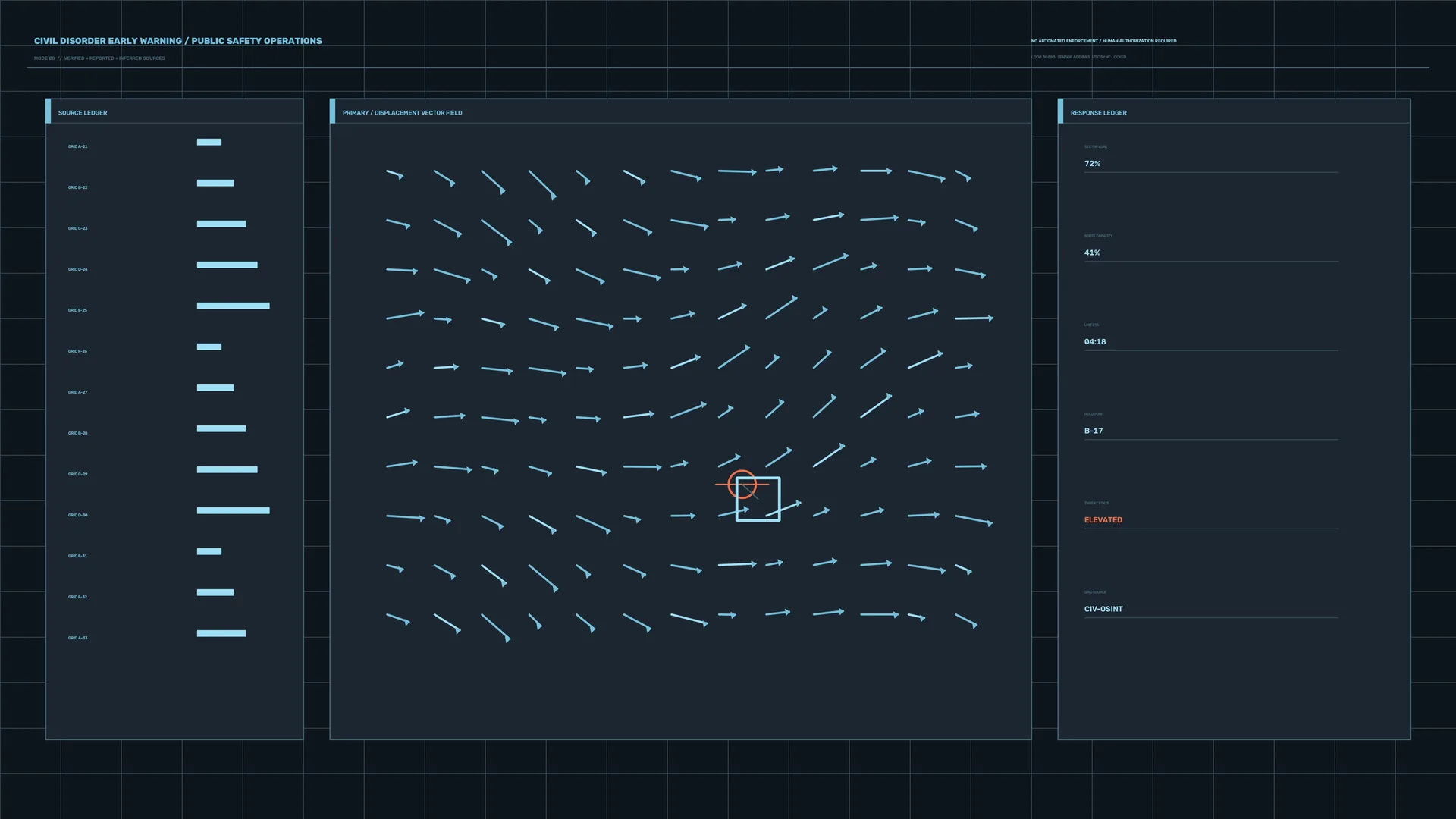 Cyan Vector Field on a Dark Operations Grid — vector field wallpaper at 3840x2160