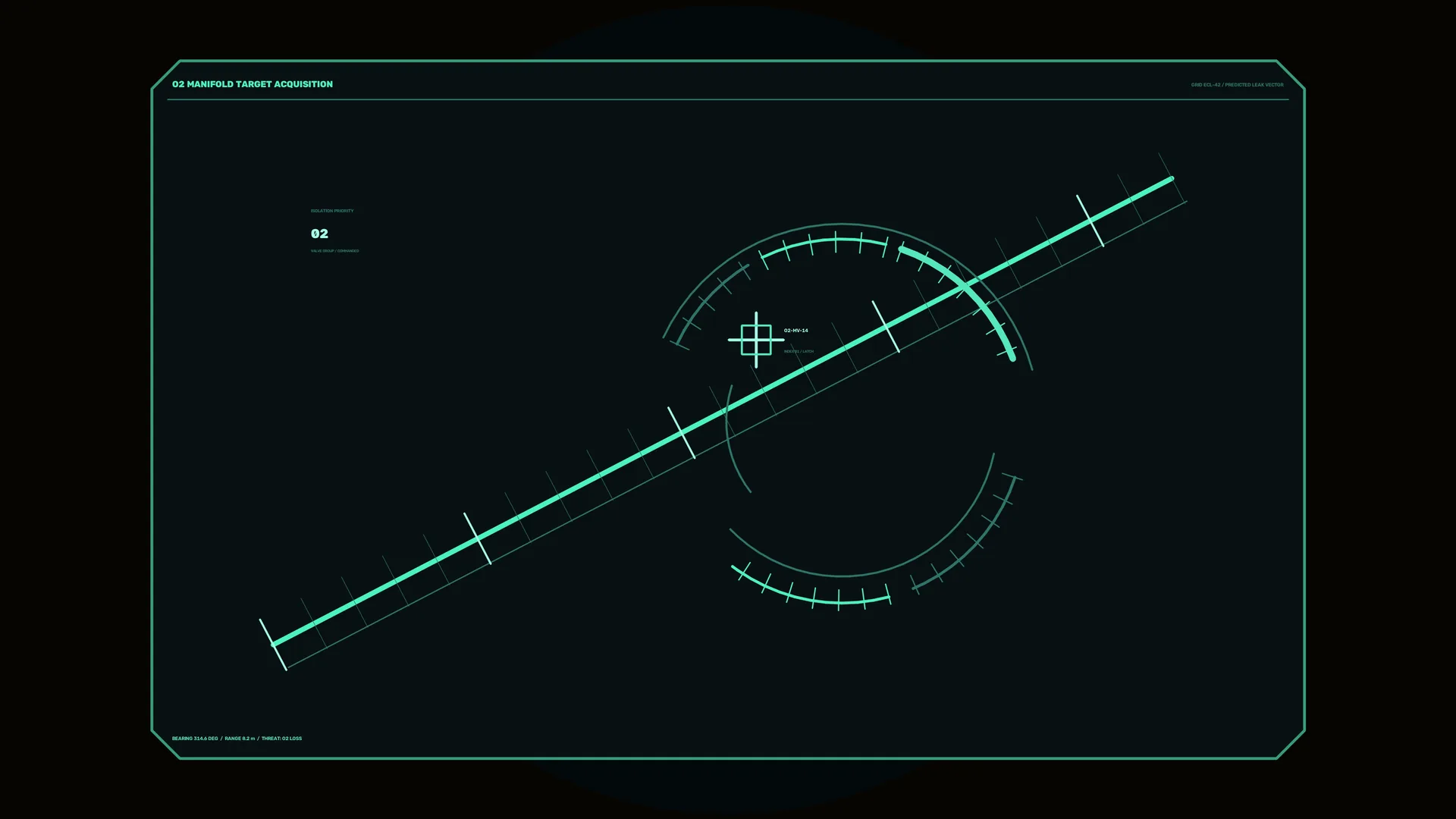 Teal orbital targeting diagram on a dark field — orbital diagram wallpaper at 3840x2160