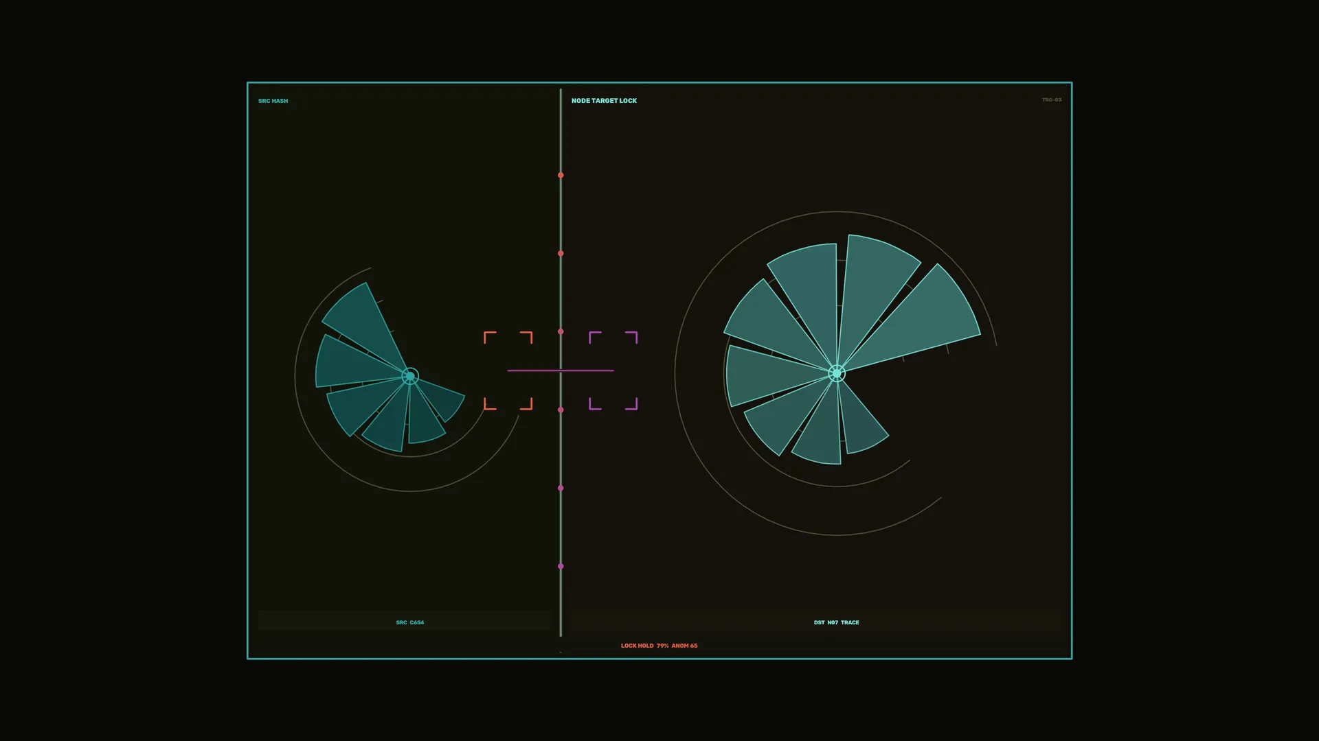 Twin radial signal diagrams in teal and coral — radial diagram wallpaper at 3840x2160