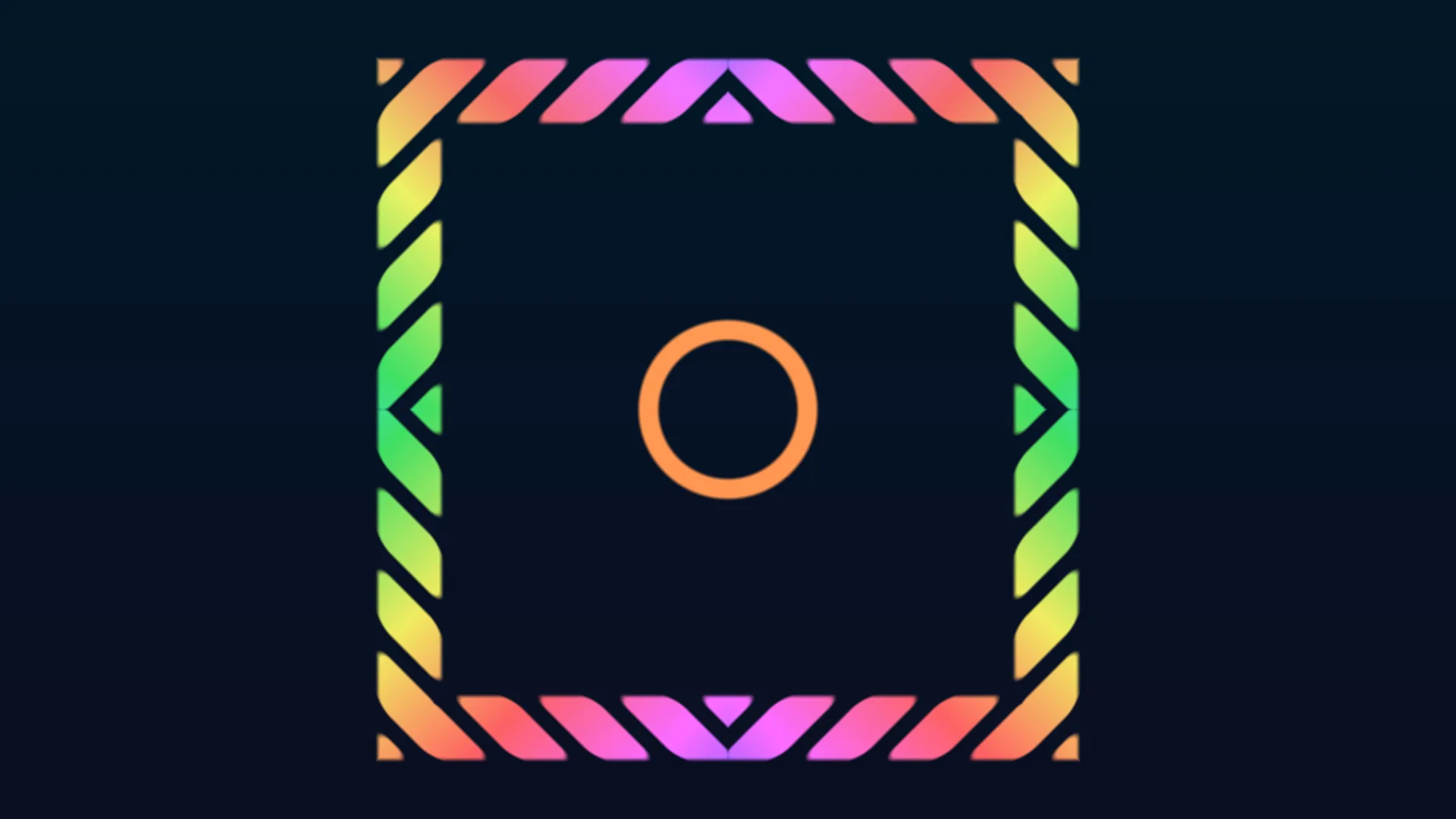 Neon geometric border with a central ring — geometric border wallpaper at 3840x2160