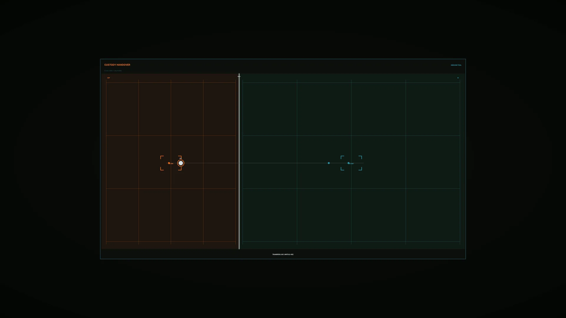 Split-grid interface in amber and teal light — interface wallpaper at 3840x2160
