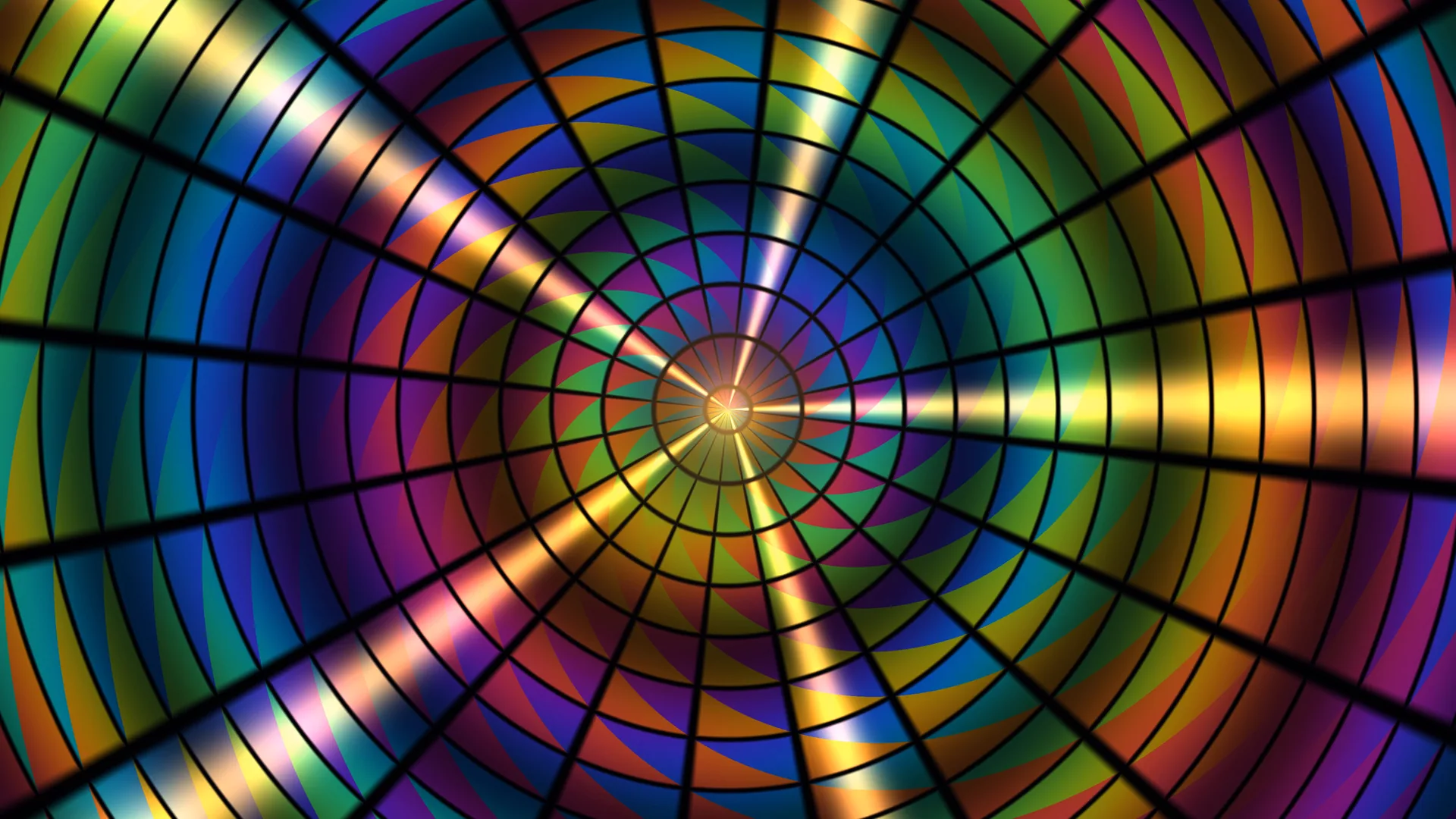 Prismatic radial lattice with a luminous center — radial lattice wallpaper at 3840x2160
