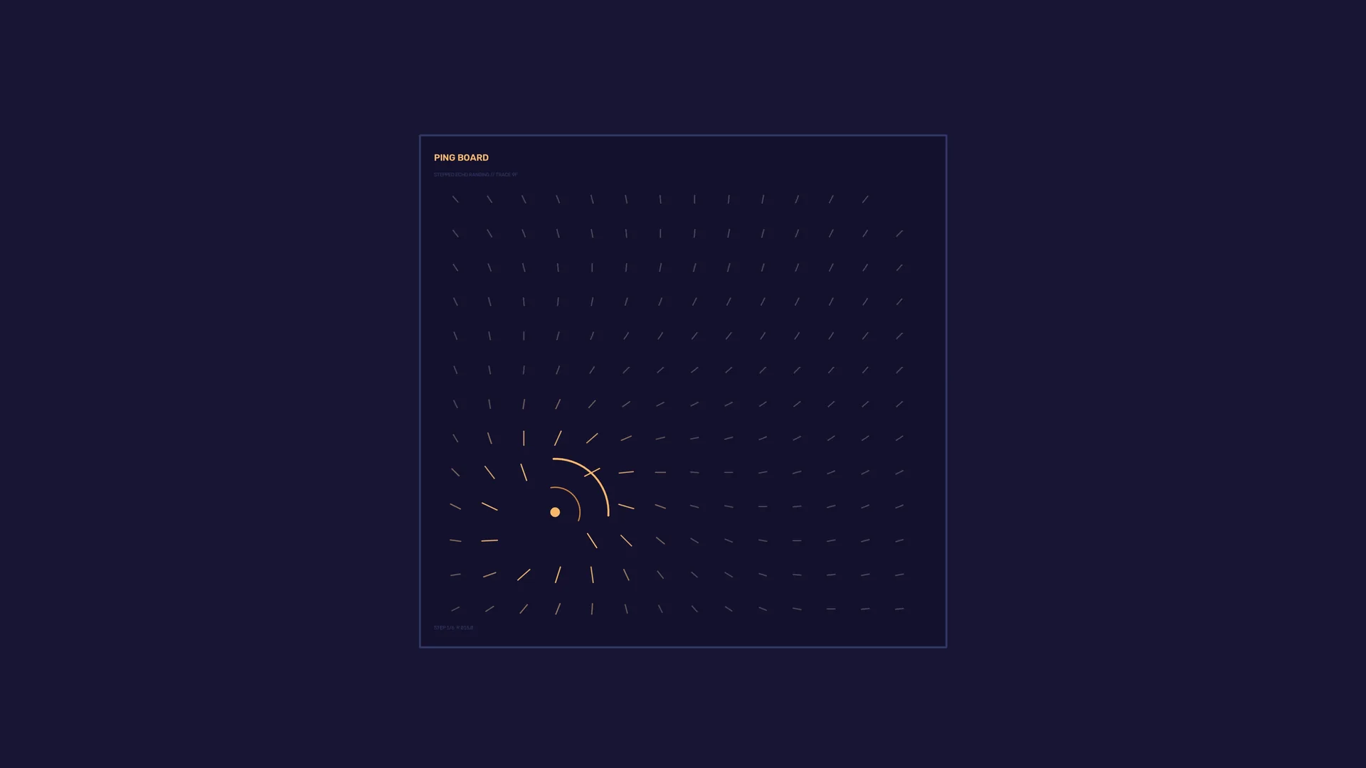 Amber signal arcs on a midnight field — signal pattern wallpaper at 3840x2160