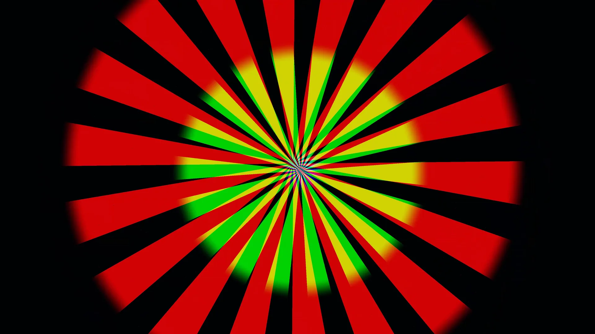 Chromatic radial burst on a black field — radial burst wallpaper at 3840x2160