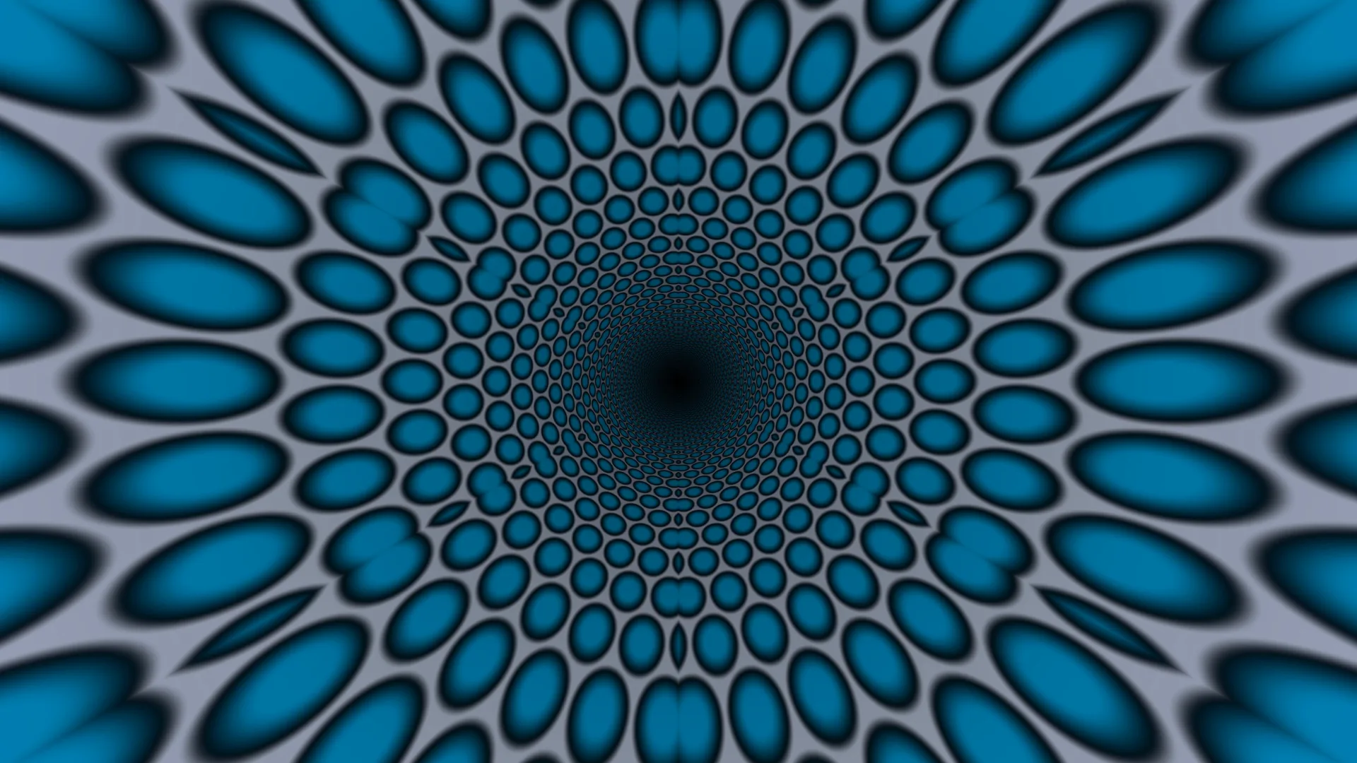 Blue Ellipse Spiral in Receding Perspective — blue ellipses wallpaper at 3840x2160