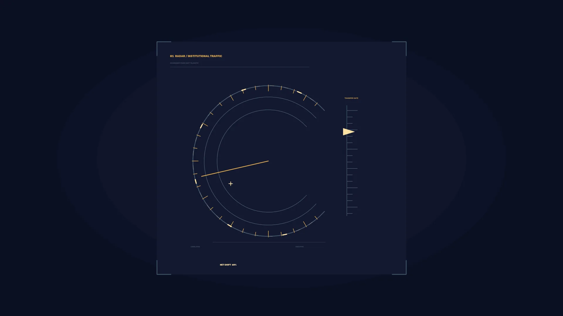 Midnight radar diagram with orbital arcs — radar diagram wallpaper at 3840x2160