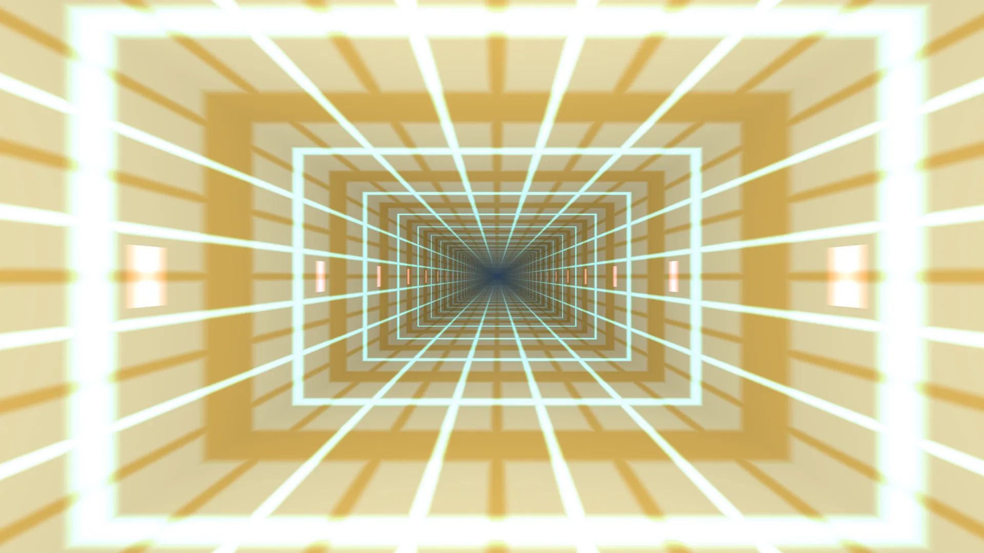 Geometric tunnel of luminous golden grids — geometric tunnel wallpaper at 3840x2160