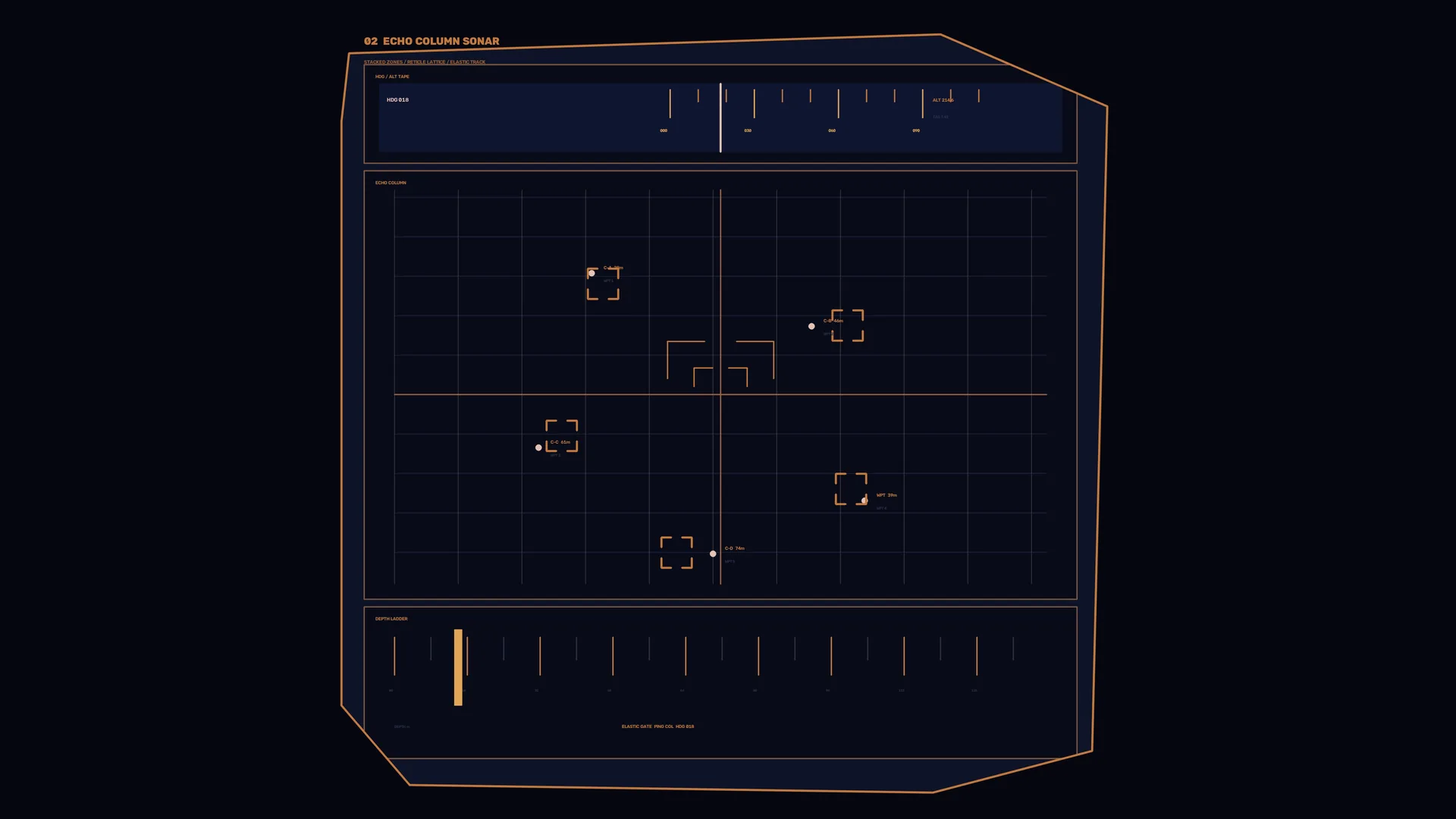 Echo column sonar interface in copper and navy — sonar interface wallpaper at 3840x2160