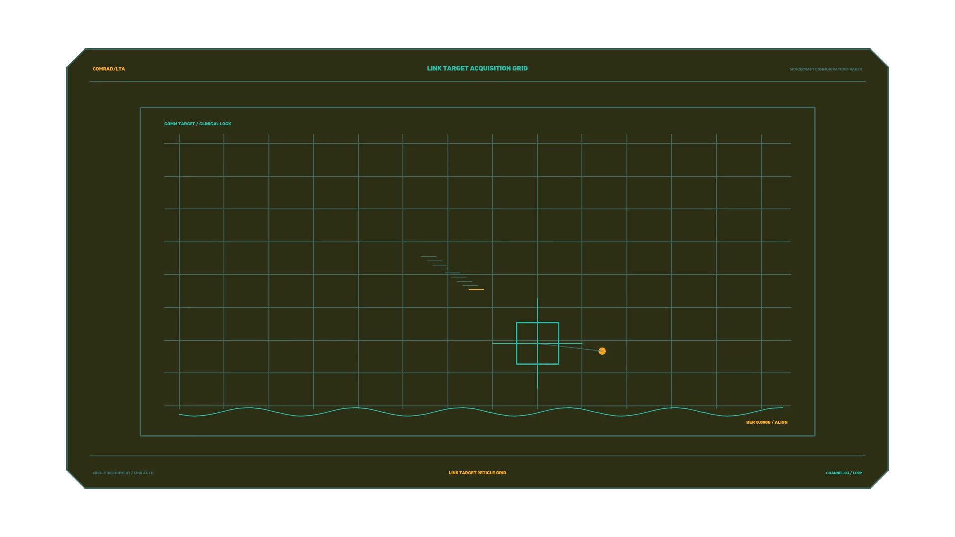 Teal reticle grid with amber signal marker — reticle grid wallpaper at 3840x2160