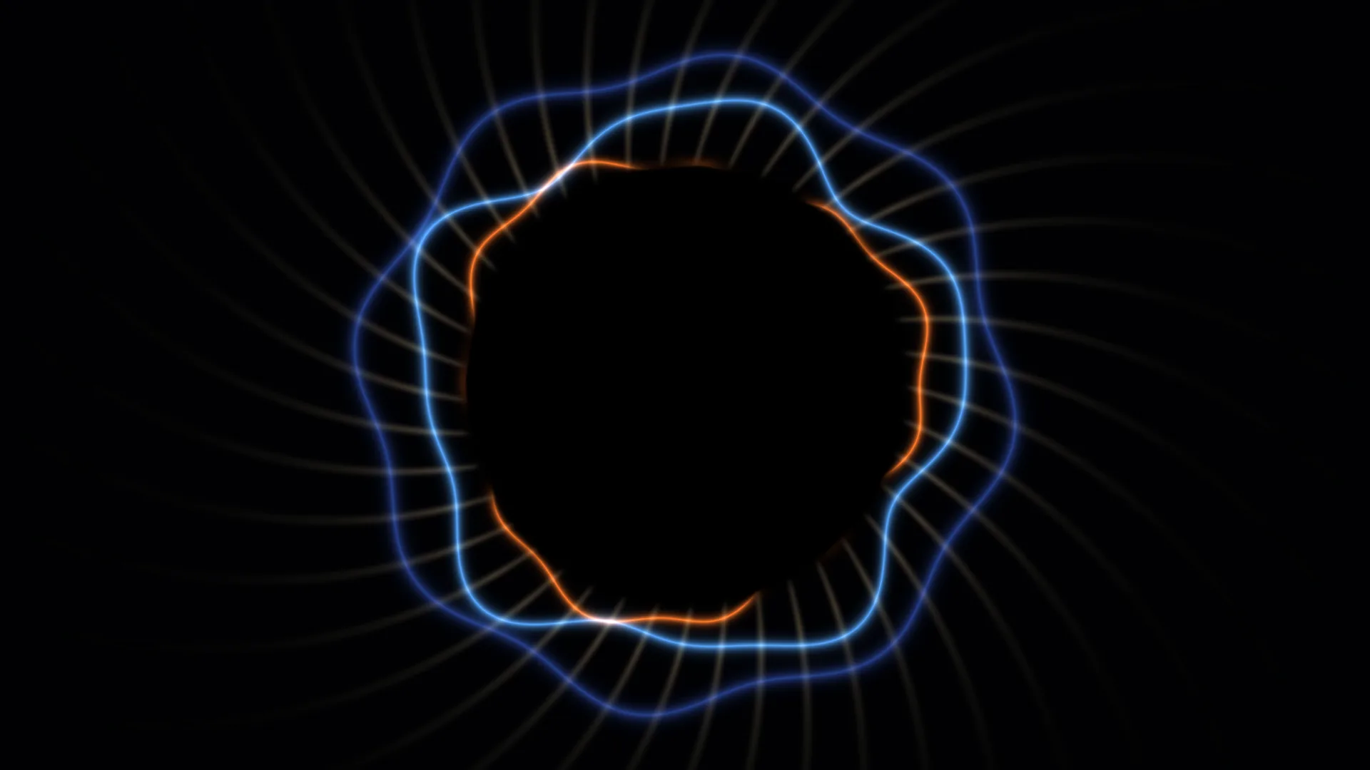 Blue and orange luminous contour on black — blue light wallpaper at 3840x2160
