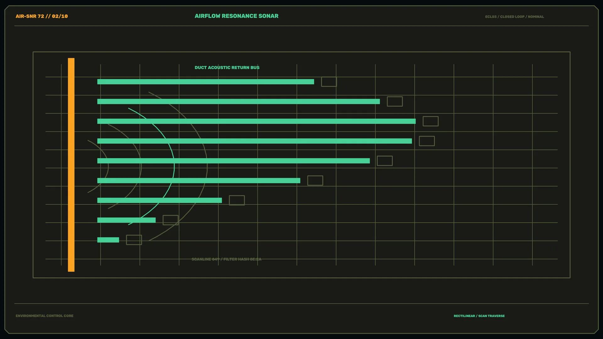 Airflow resonance sonar in grid geometry — technical diagram wallpaper at 3840x2160
