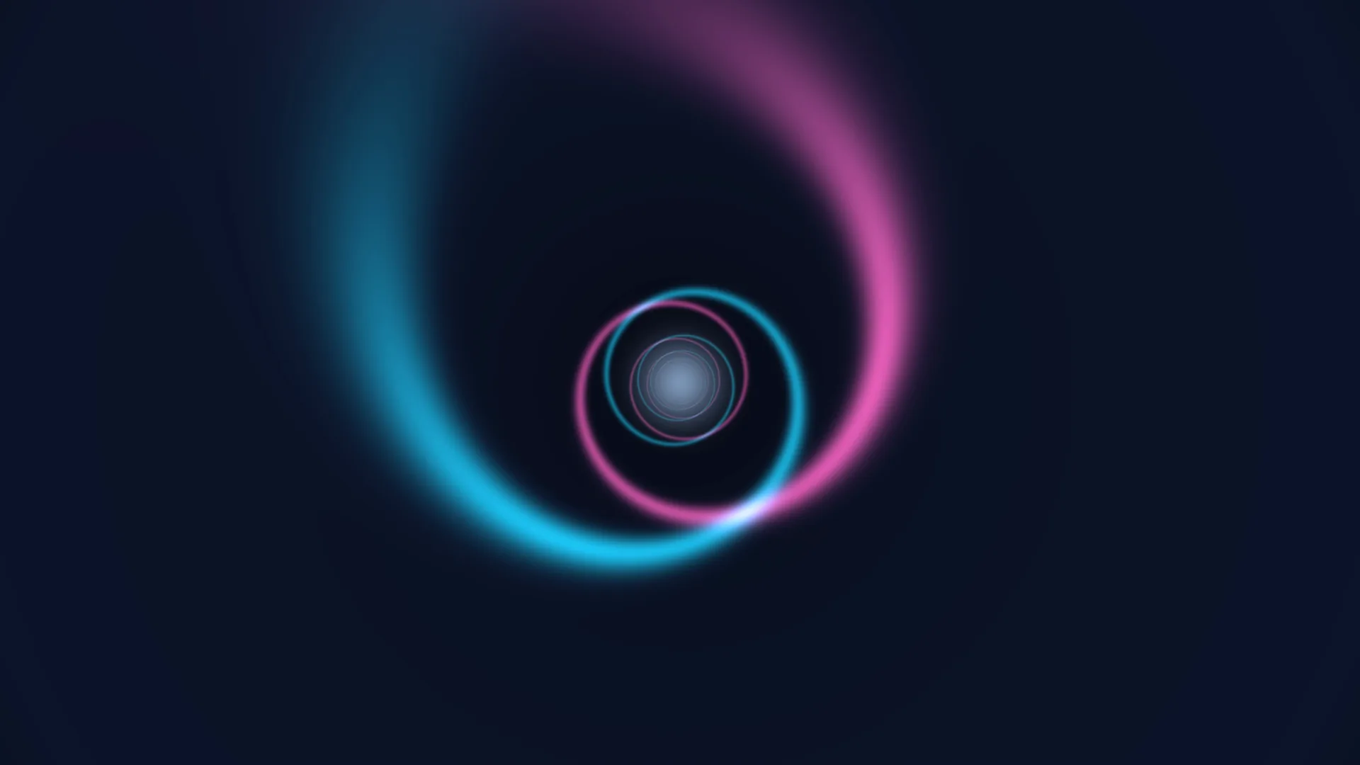 Cyan and magenta rings around a luminous core — neon rings wallpaper at 3840x2160