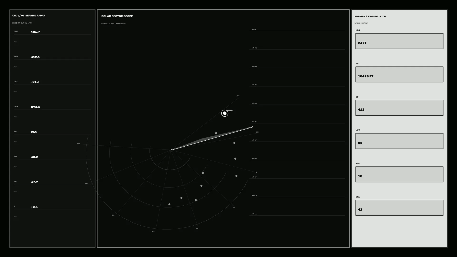 Polar Sector Radar Diagram in Black and White — polar radar wallpaper at 3840x2160